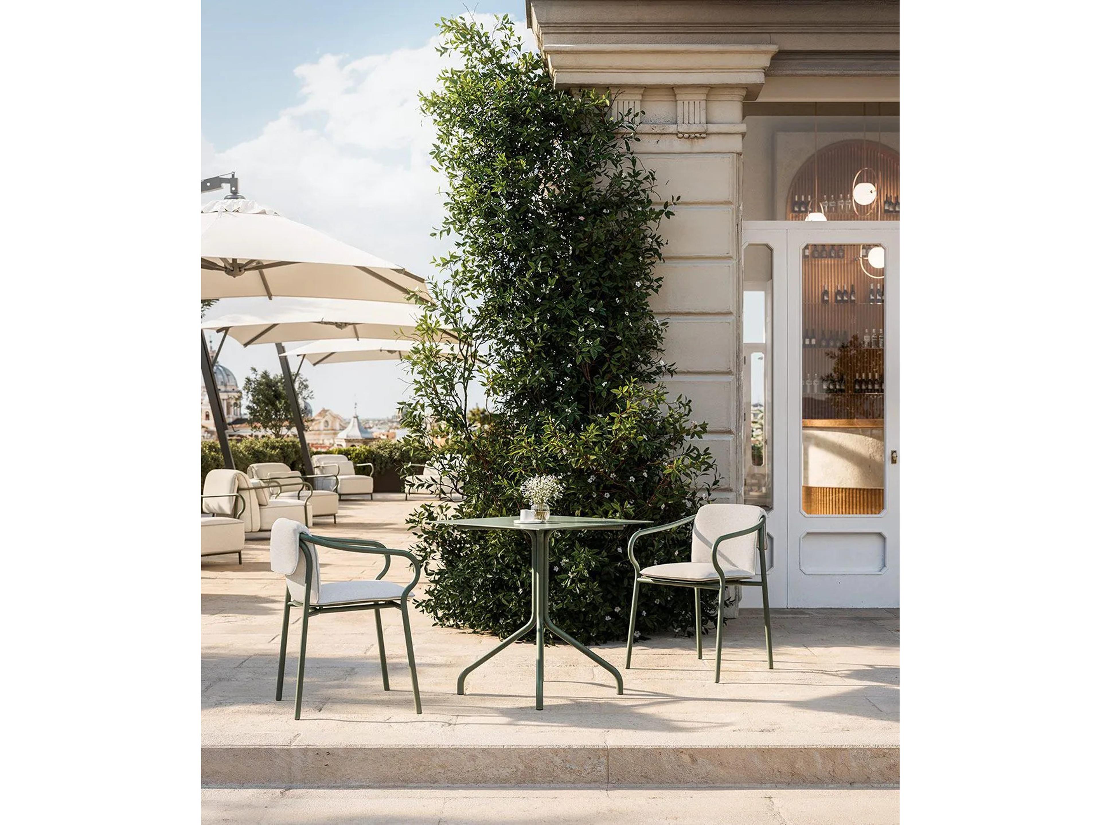 UnoPiu Salo Aluminum Sage Green Stackable Chair with Cushions