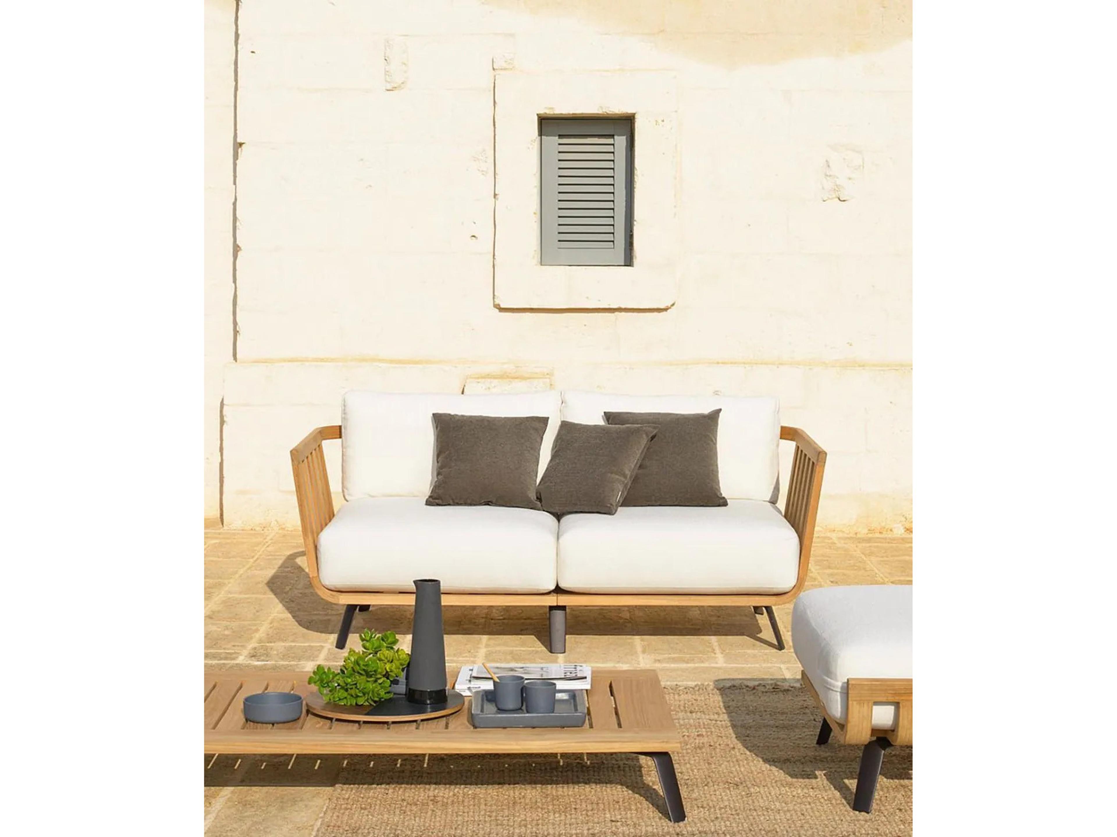 UnoPiu Welcome Teak Right Module Lounge Chair in Cushions