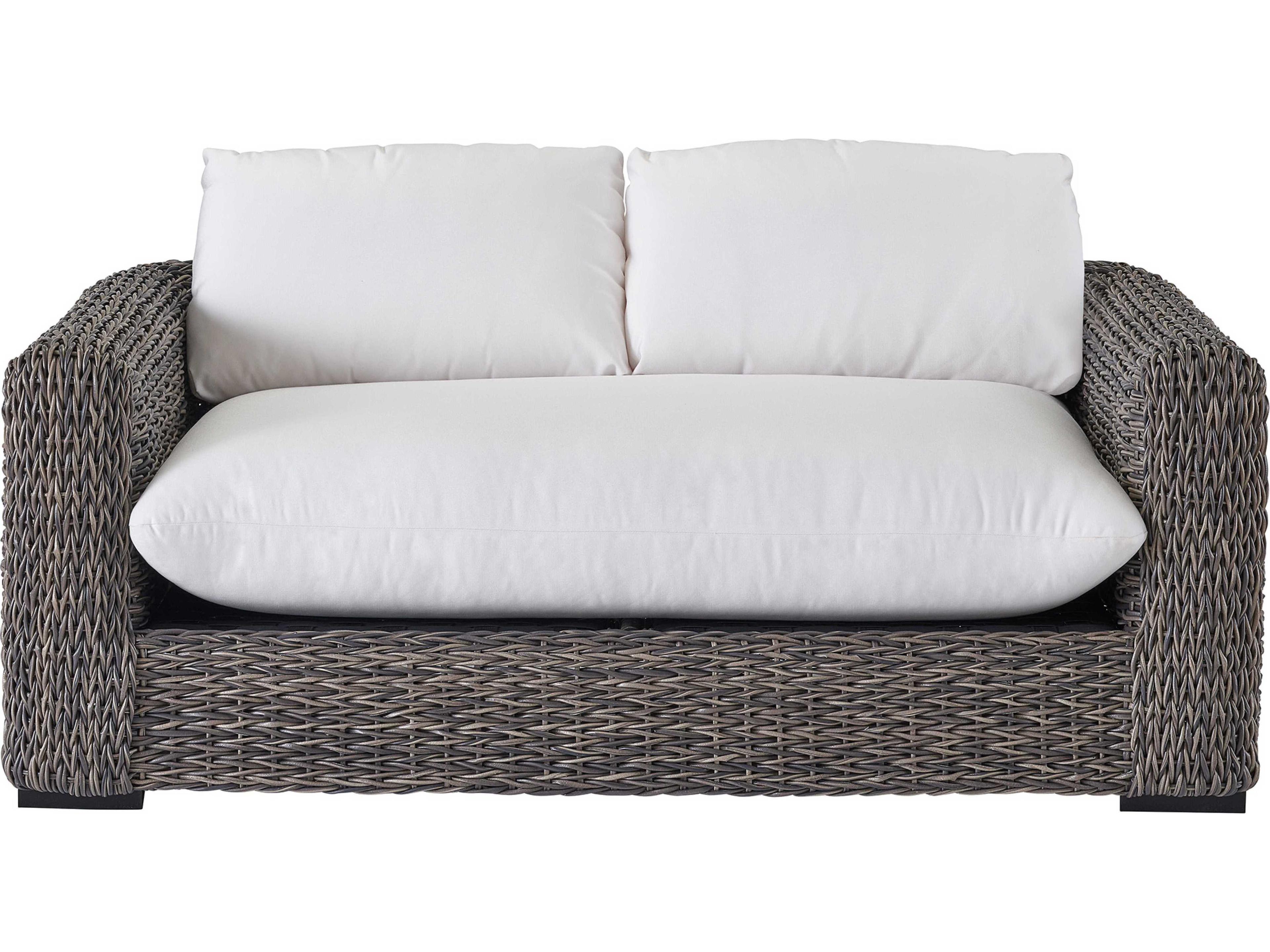 Coastal Living Outdoor Quick Ship Montauk Tawney Wicker Cushion Loveseat