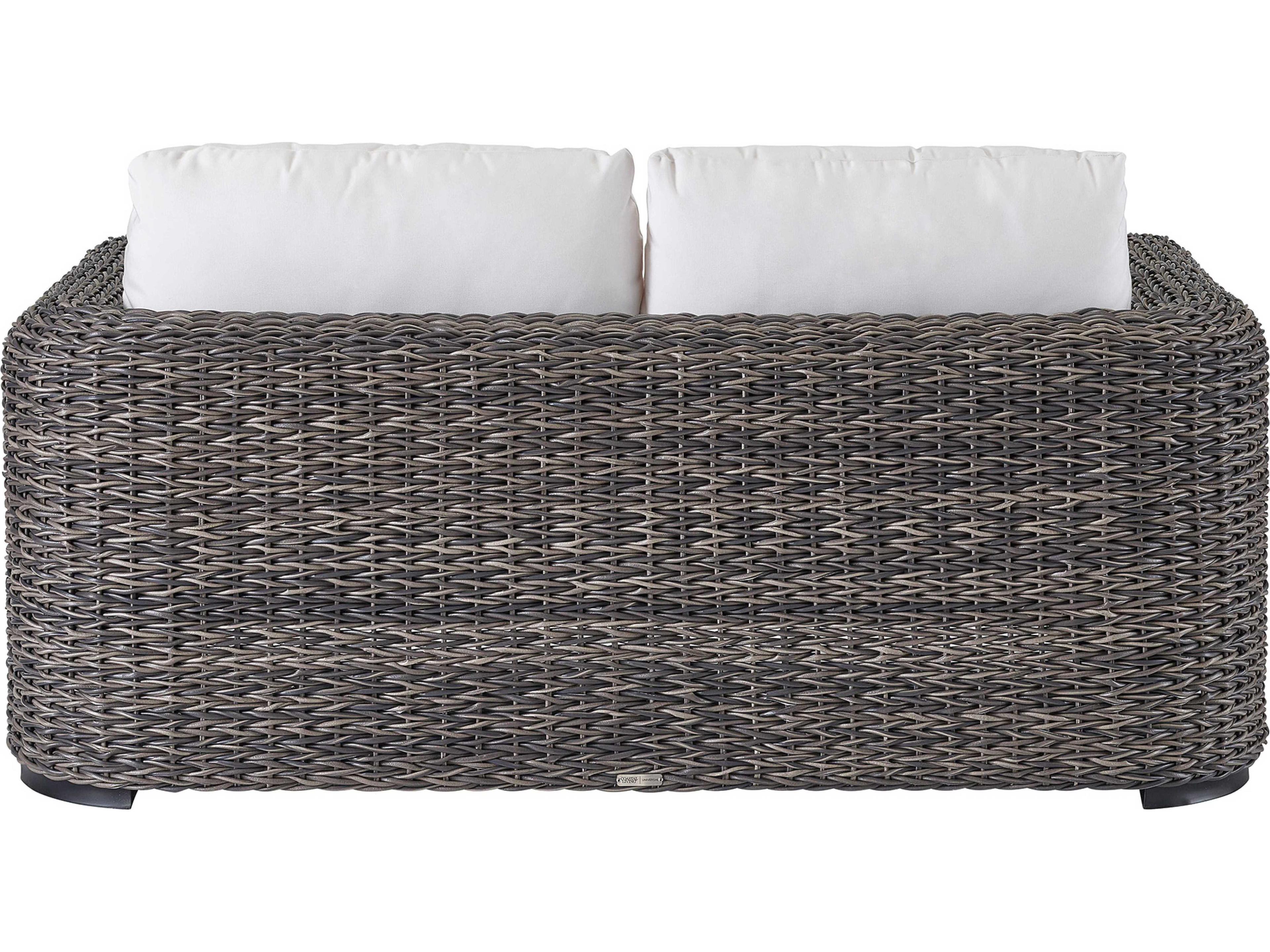 Coastal Living Outdoor Quick Ship Montauk Tawney Wicker Cushion Loveseat