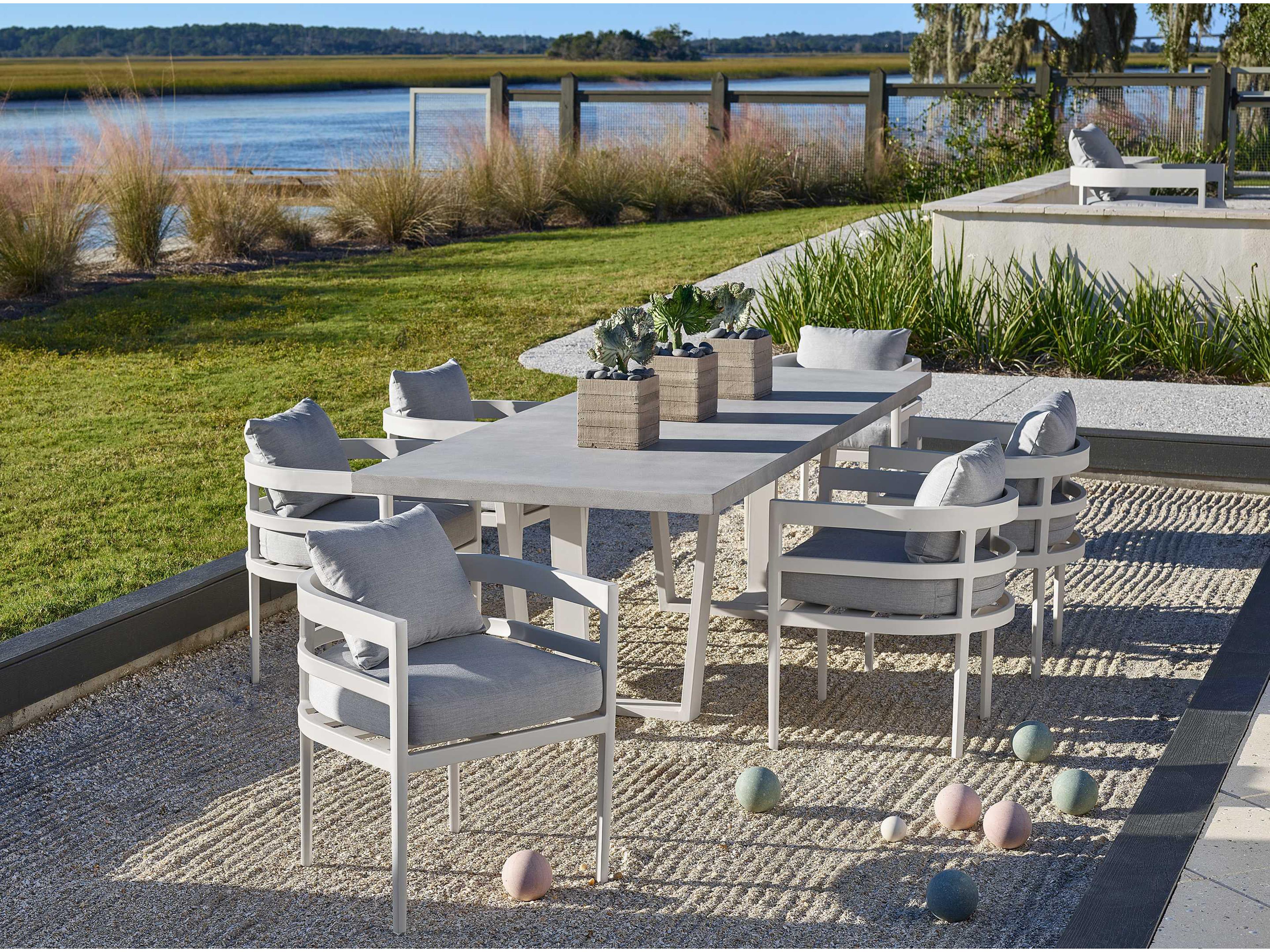 Coastal Living Outdoor Quick Ship South Beach Chalk Aluminum Cushion Dining Chair