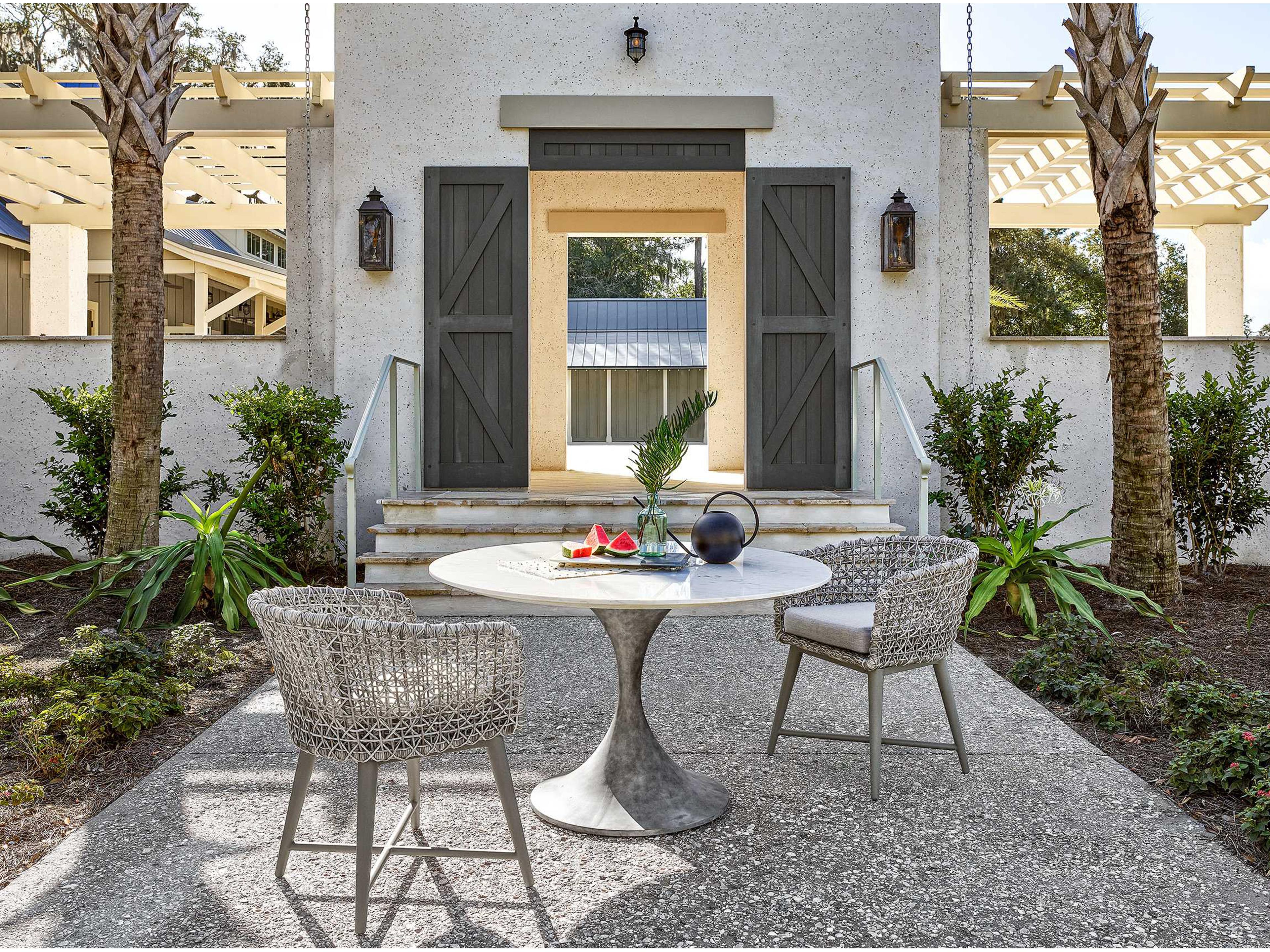 Coastal Living Outdoor Quick Ship Faux Marble / Cast Concrete Round Dining Table