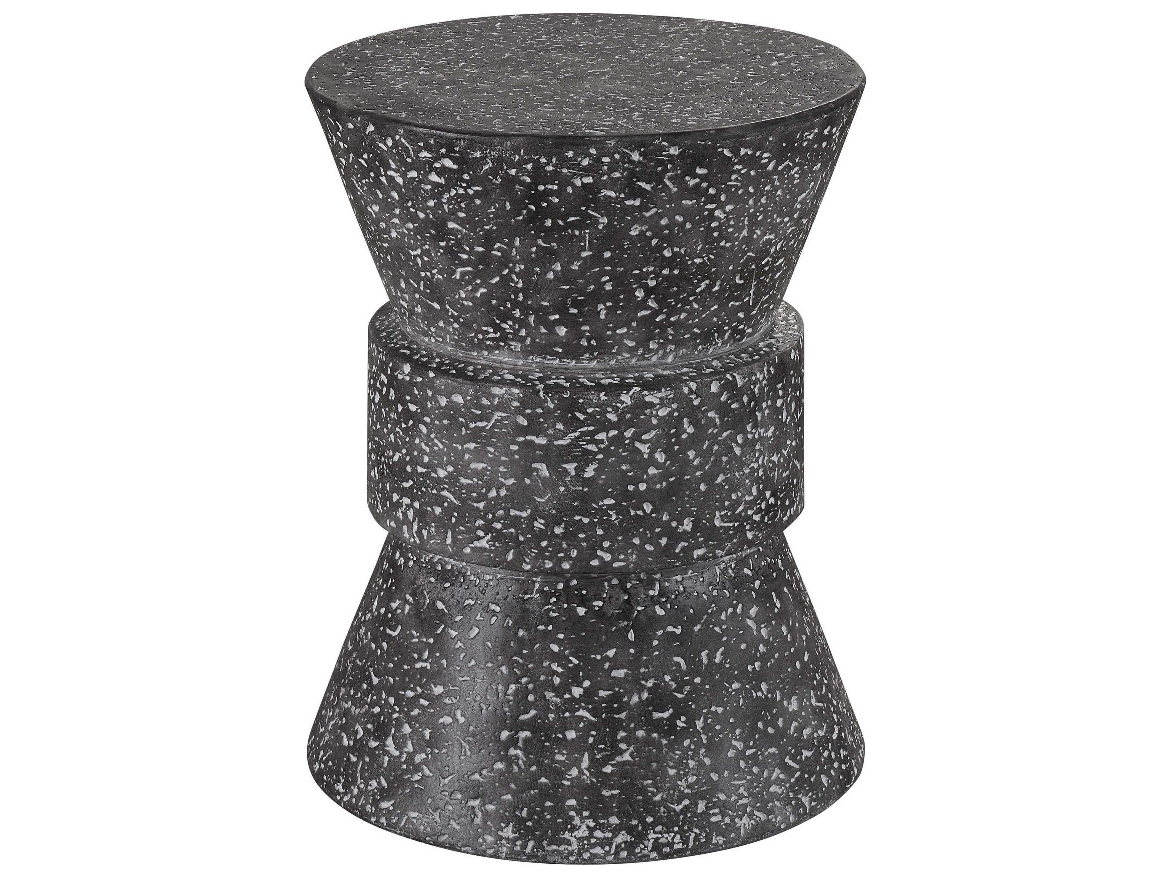 Quick Ship Speckled Gray Concrete Round End Table