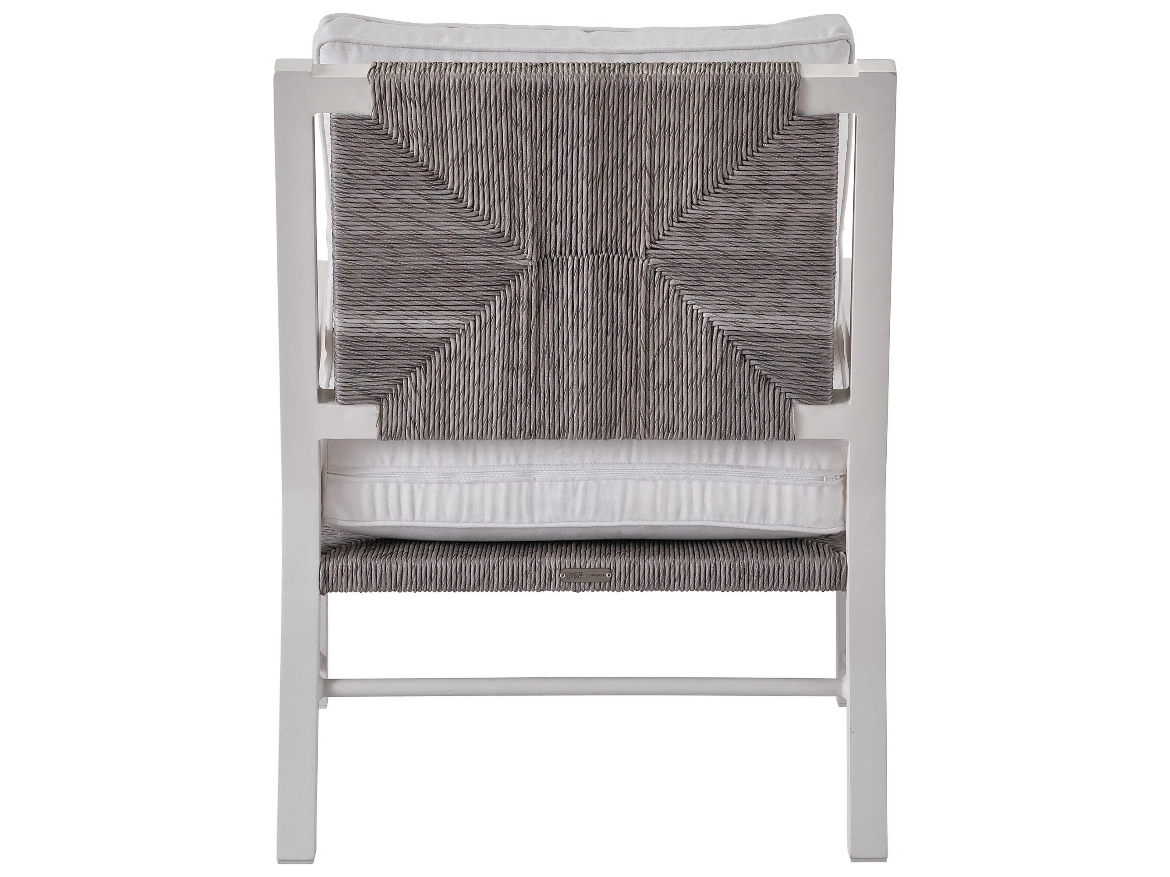 Coastal Living Outdoor Quick Ship Tybee Chalk Aluminum / Greige Wicker Steel Cushion Lounge Chair