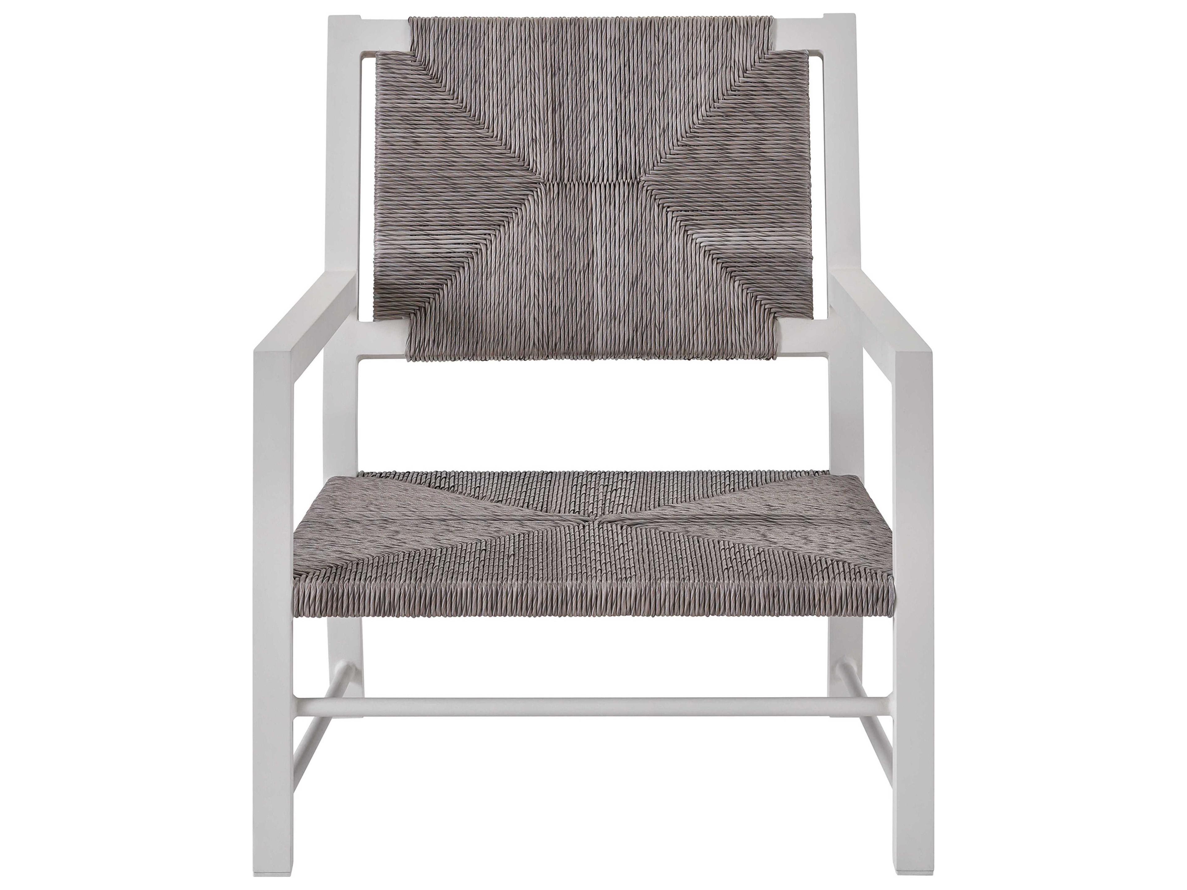 Coastal Living Outdoor Quick Ship Tybee Chalk Aluminum / Greige Wicker Steel Cushion Lounge Chair