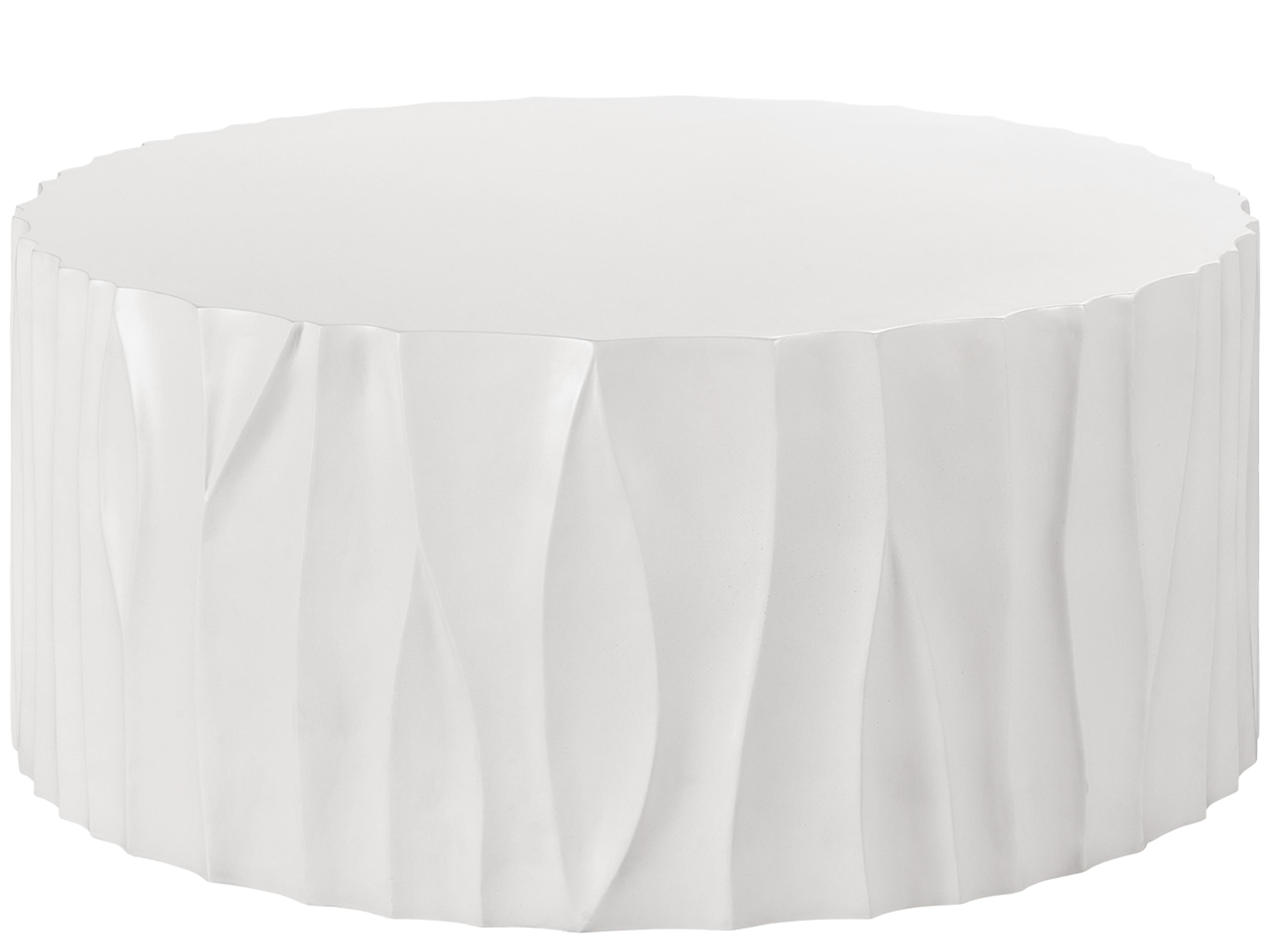 Quick Ship Geneva Abaco White Concrete Round Coffee Table