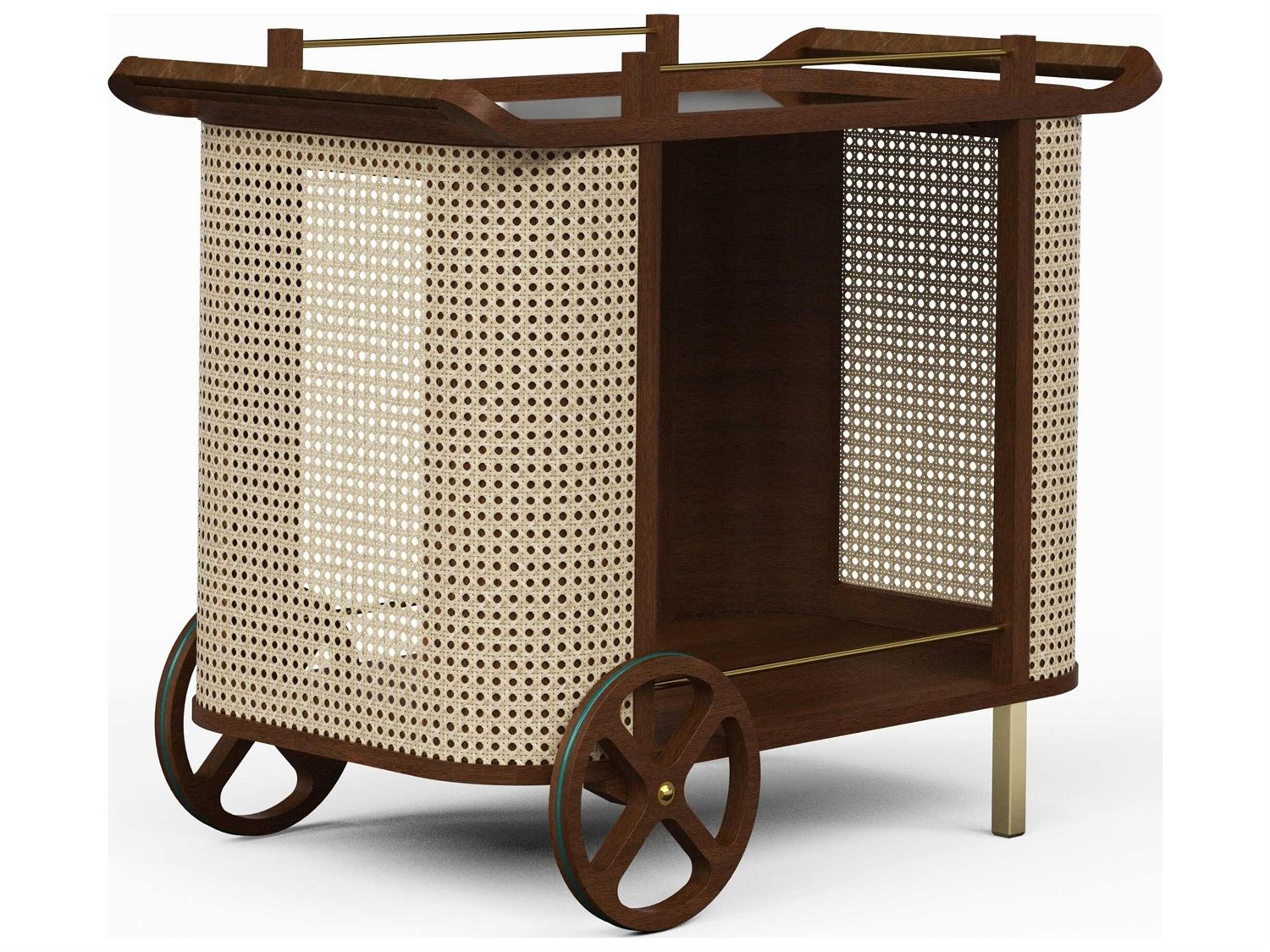 Urbia Modern Brazilian Neutral Brown Natural Bar Cart