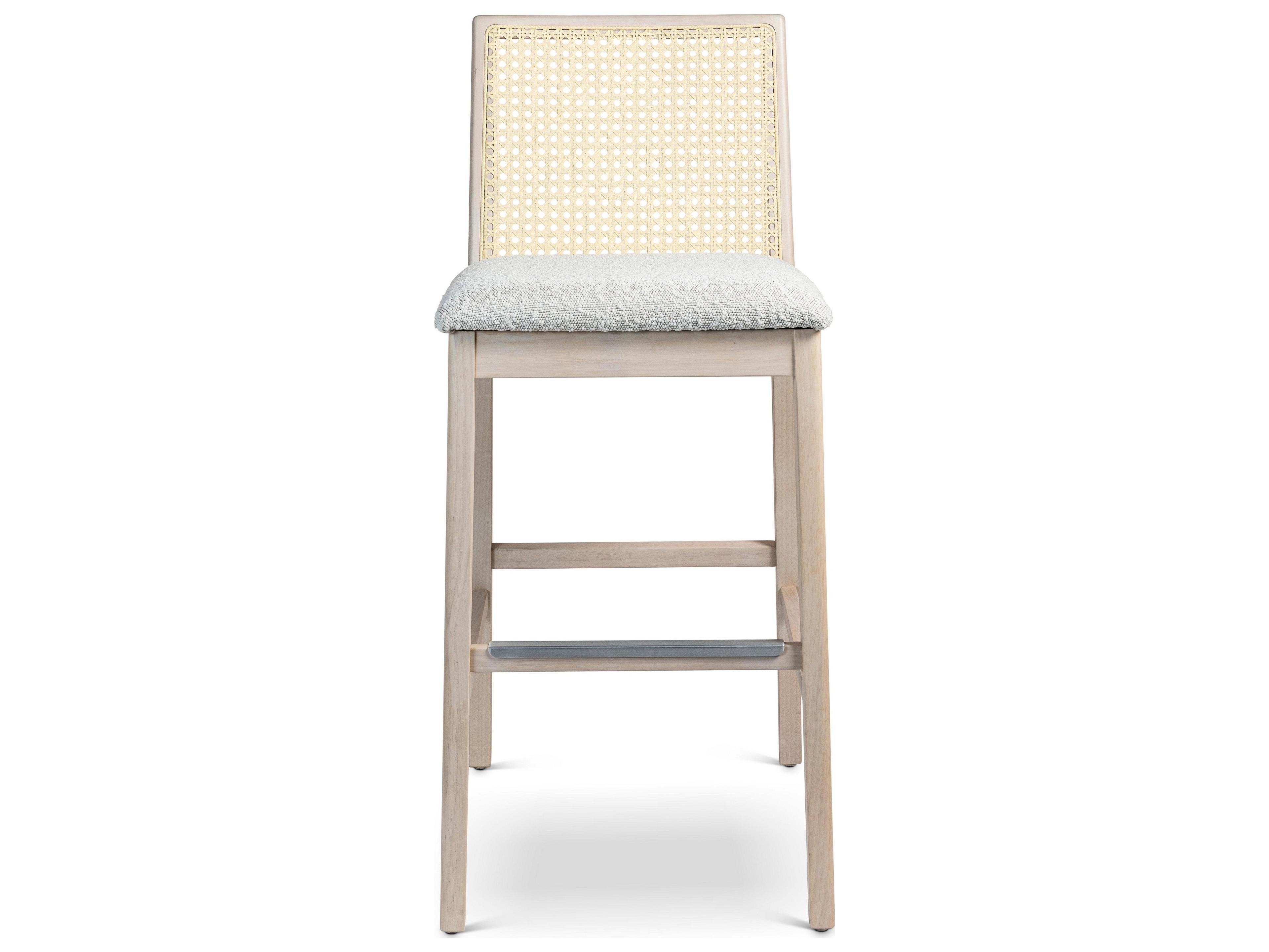 Urbia Modern Brazilian Nardia Crafted Glaze Nevoa Natural Upholstered Bar Stool