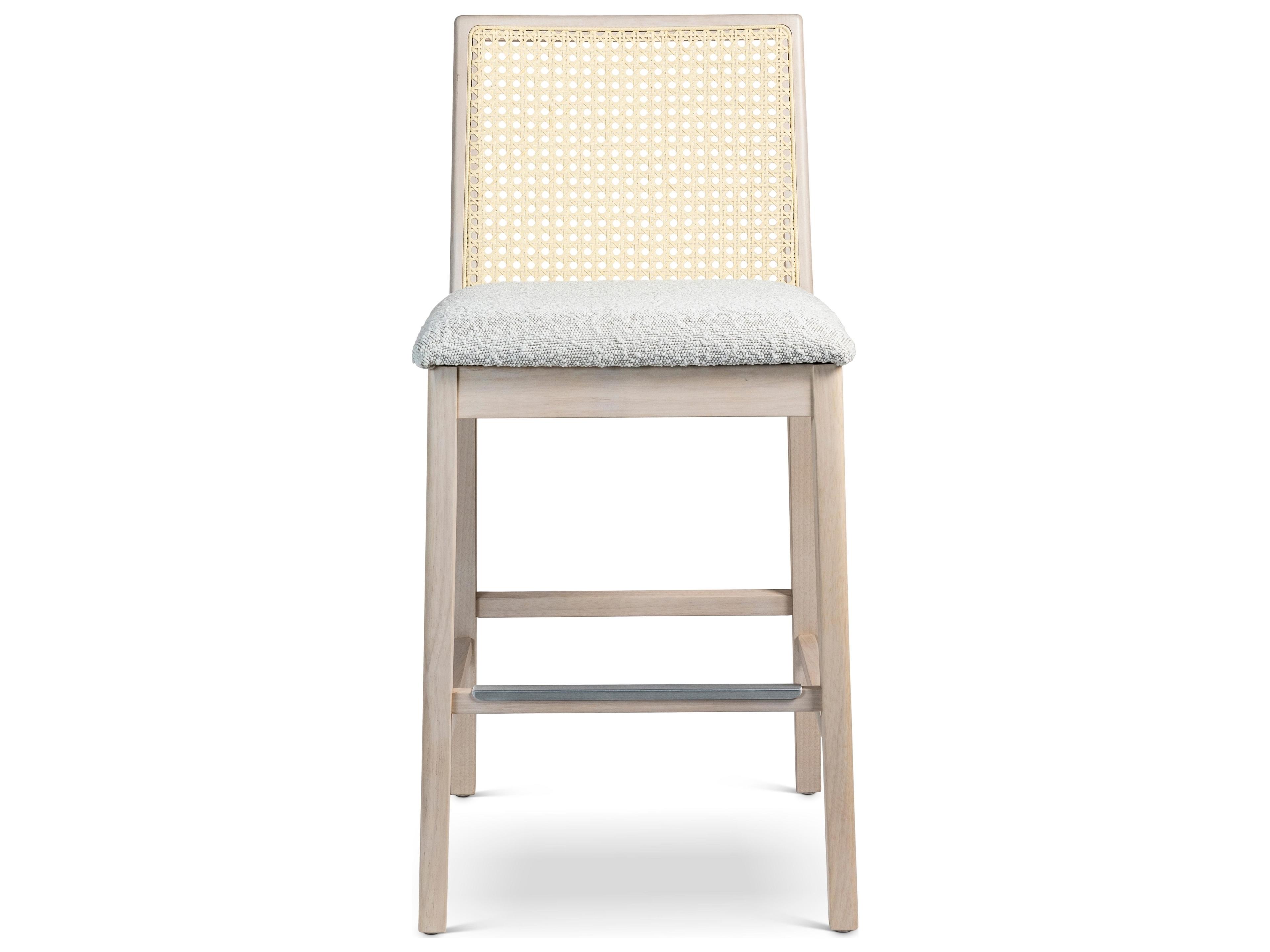 Urbia Modern Brazilian Crafted Nardia Glaze Nevoa Natural Upholstered Counter Stool