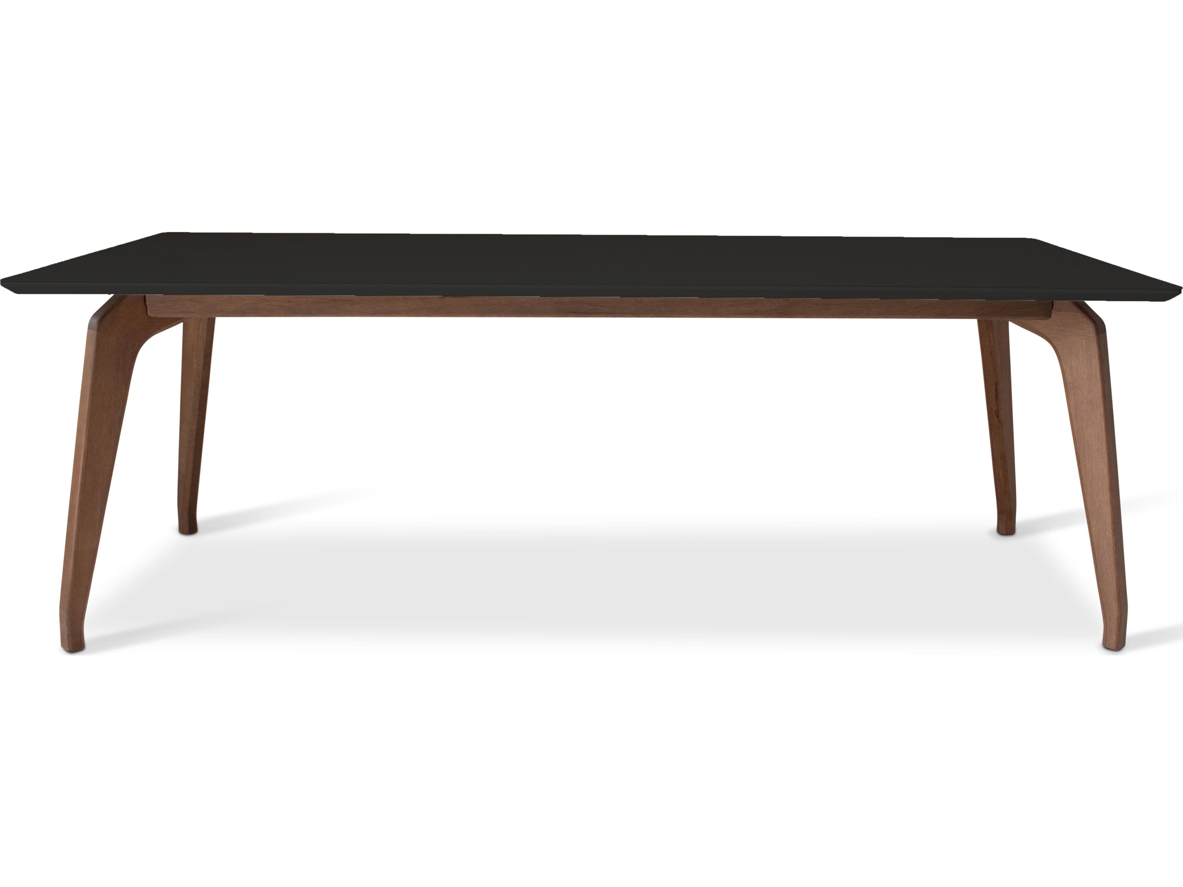 Urbia Modern Brazilian Giane Rectangular Glass Black Nogal Dining Table