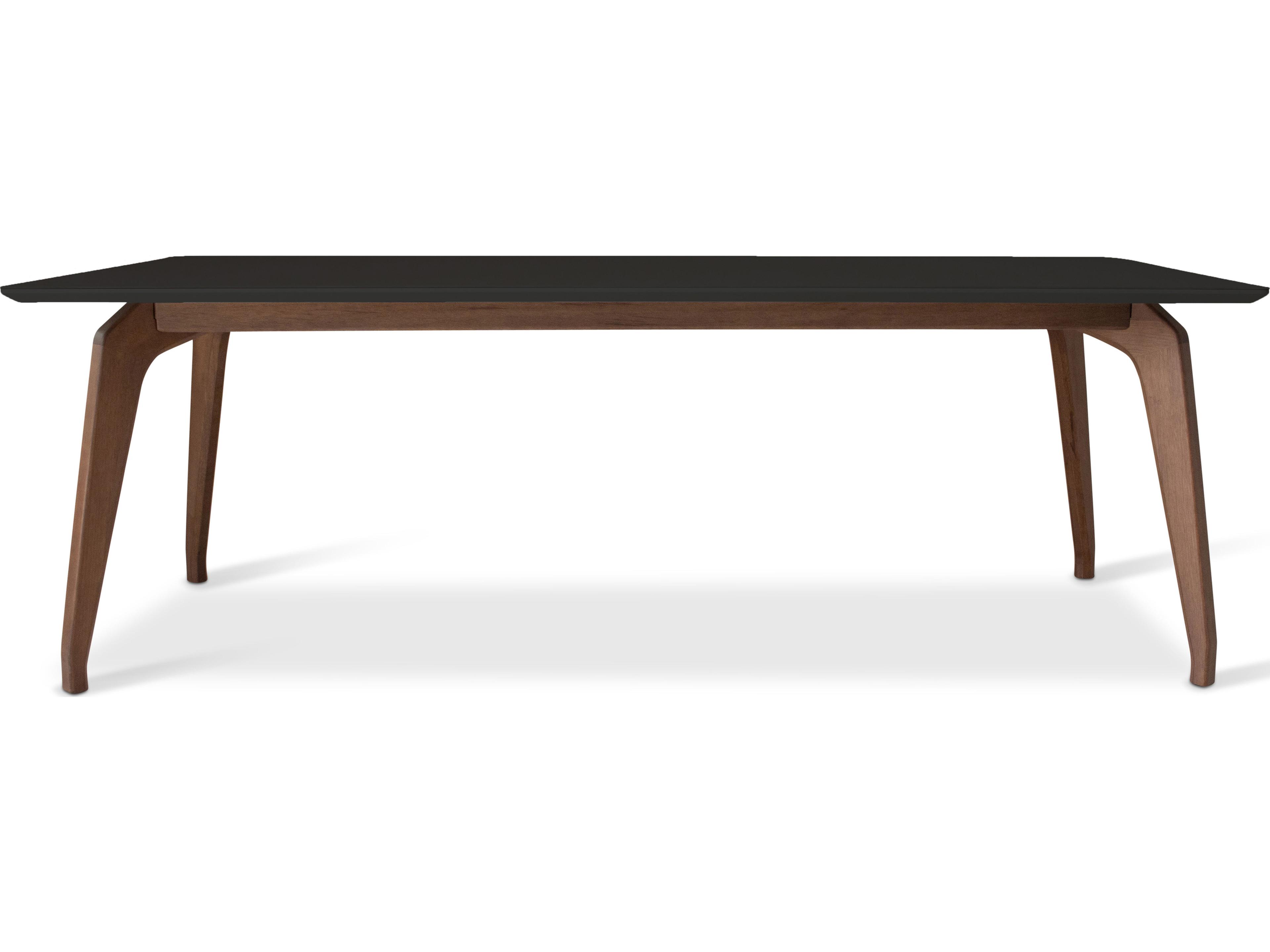 Urbia Modern Brazilian Giane Rectangular Glass Black Nogal Dining Table