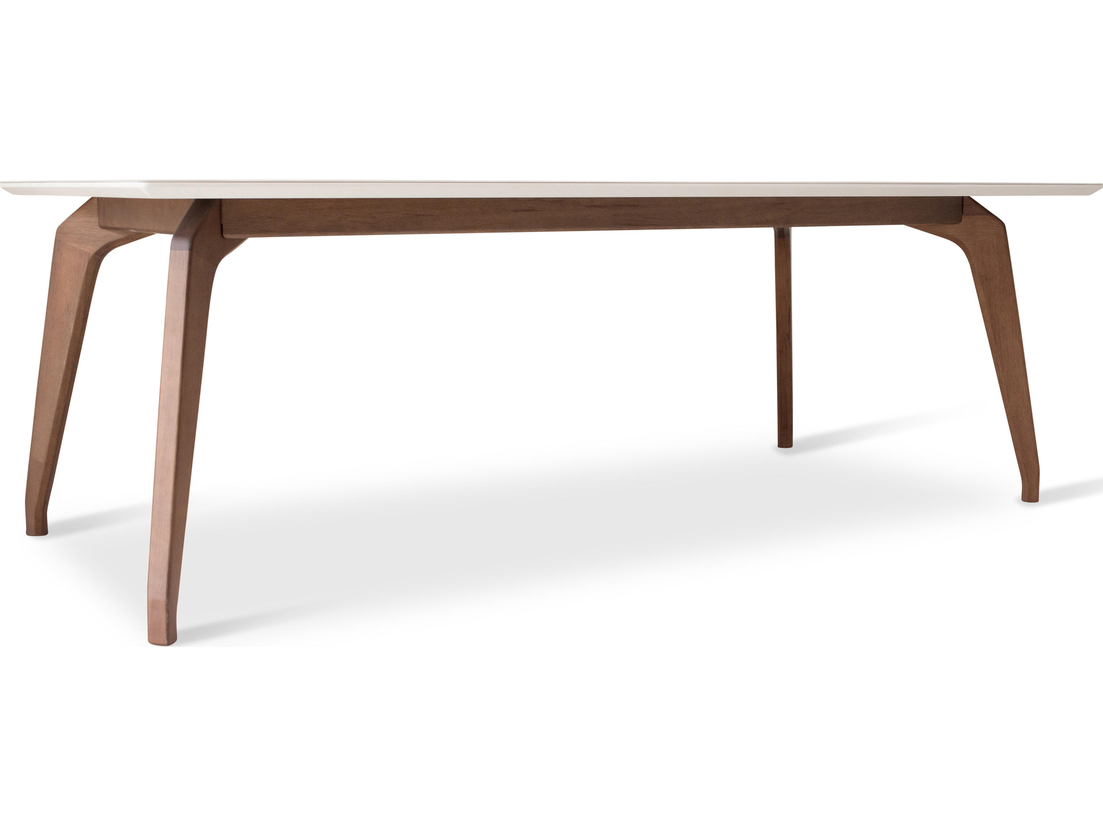 Urbia Modern Brazilian Giane Rectangular Glass Off White Nogal Dining Table