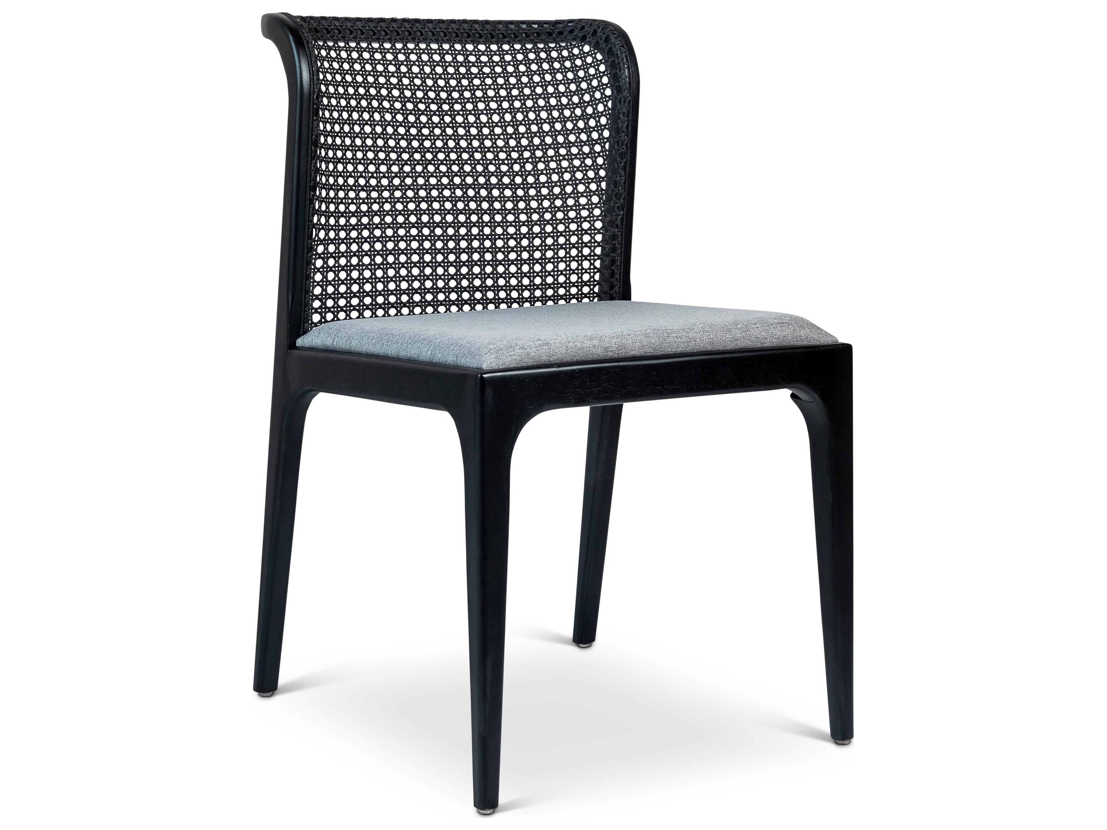 Eloa Modern Brazilian Cane Dining Chair Upholstered Armless