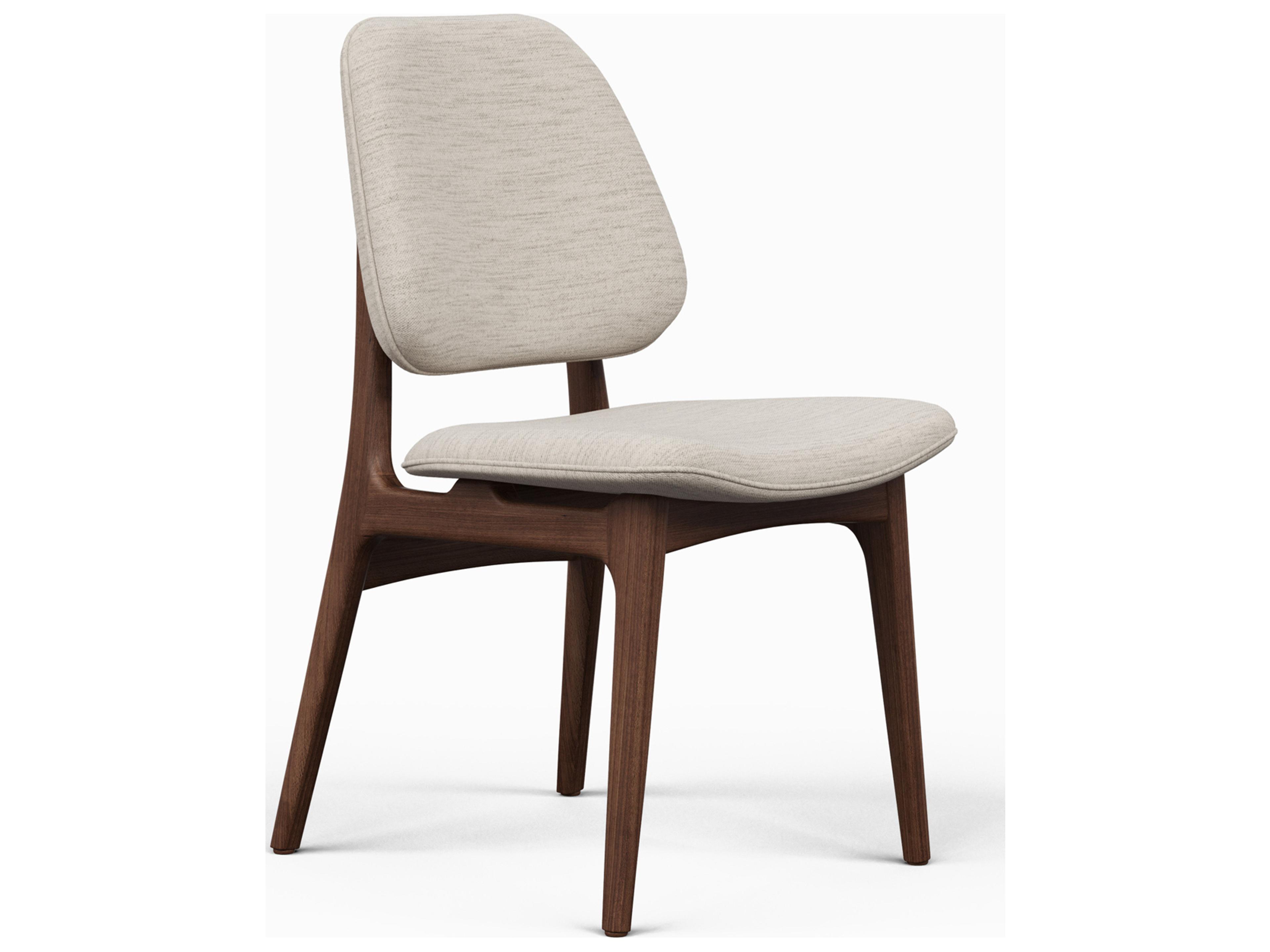 Modern Brazilian Ariel Side Chair Medley Ivory Upholstery Nogal Frame