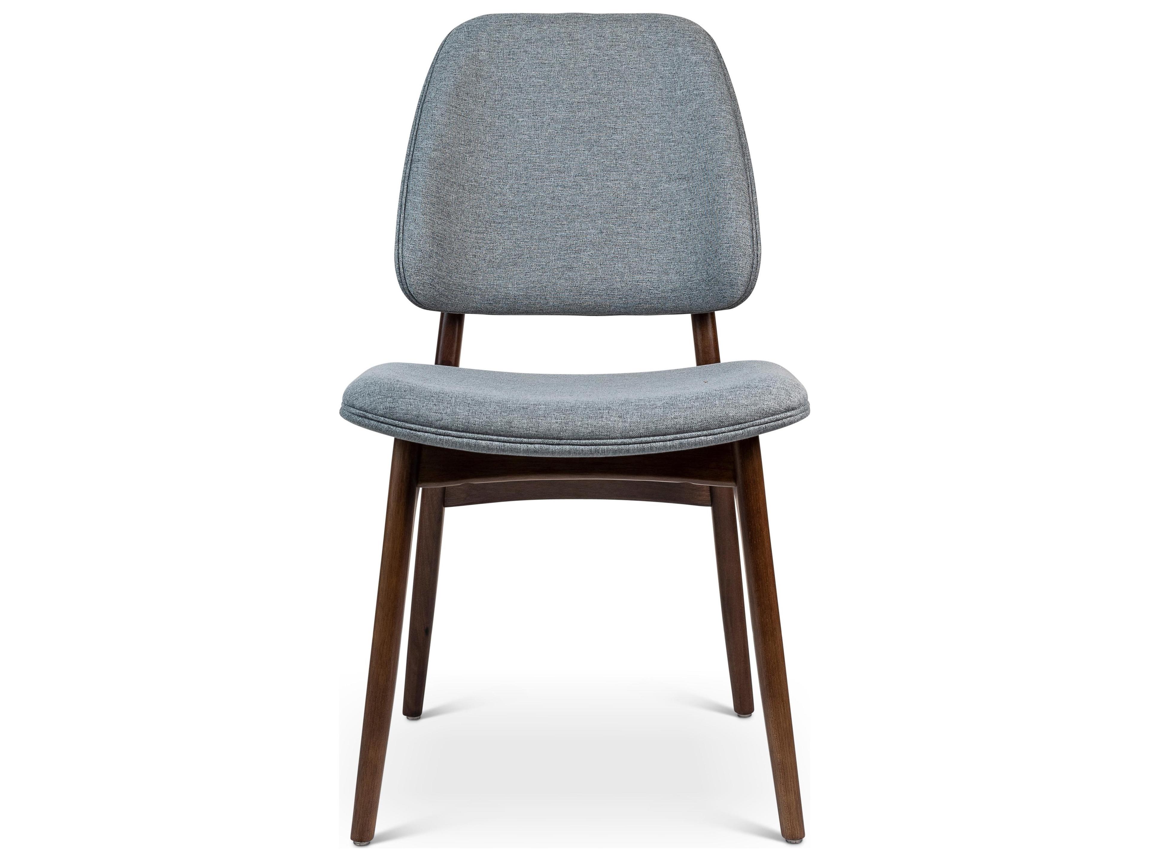 Urbia Modern Brazilian Ariel Side Chair Essence Grey Upholstery Nogal Frame