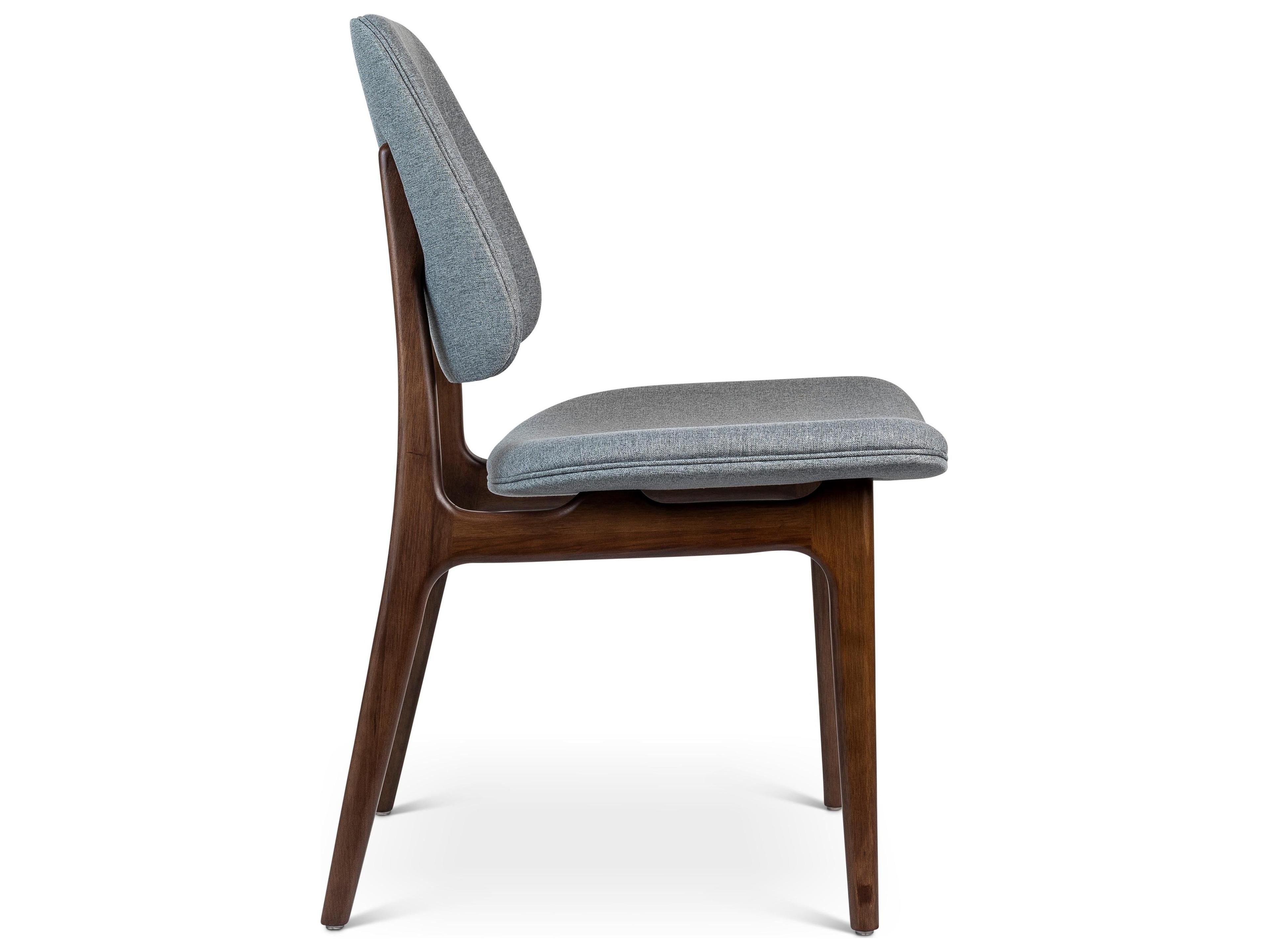 Urbia Modern Brazilian Ariel Side Chair Essence Grey Upholstery Nogal Frame