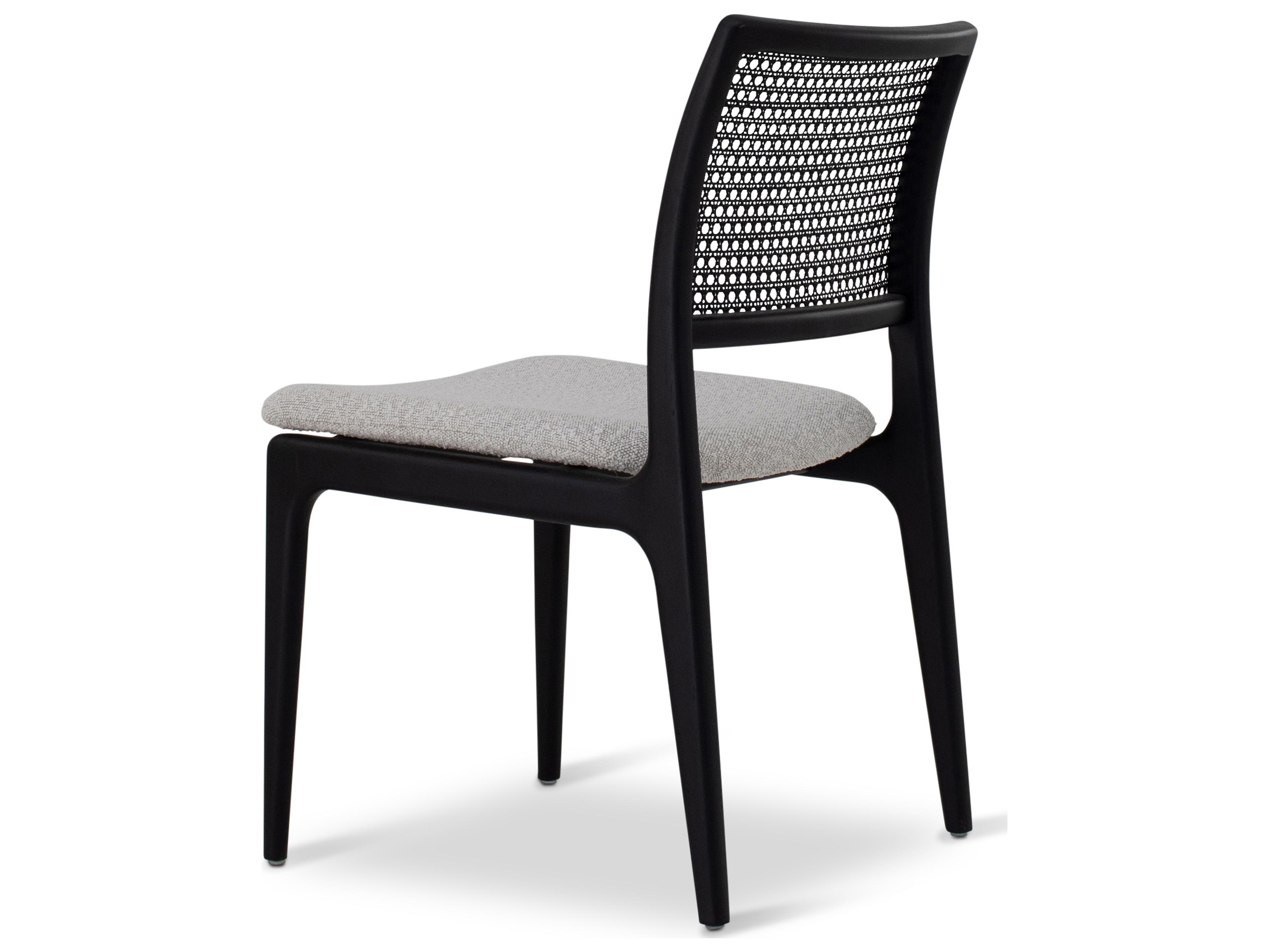 Urbia Modern Brazilian Charlotte Cane Side Chair Boucle Crafted Glaze Seat Ebano Frame Ebano Cane Webbing