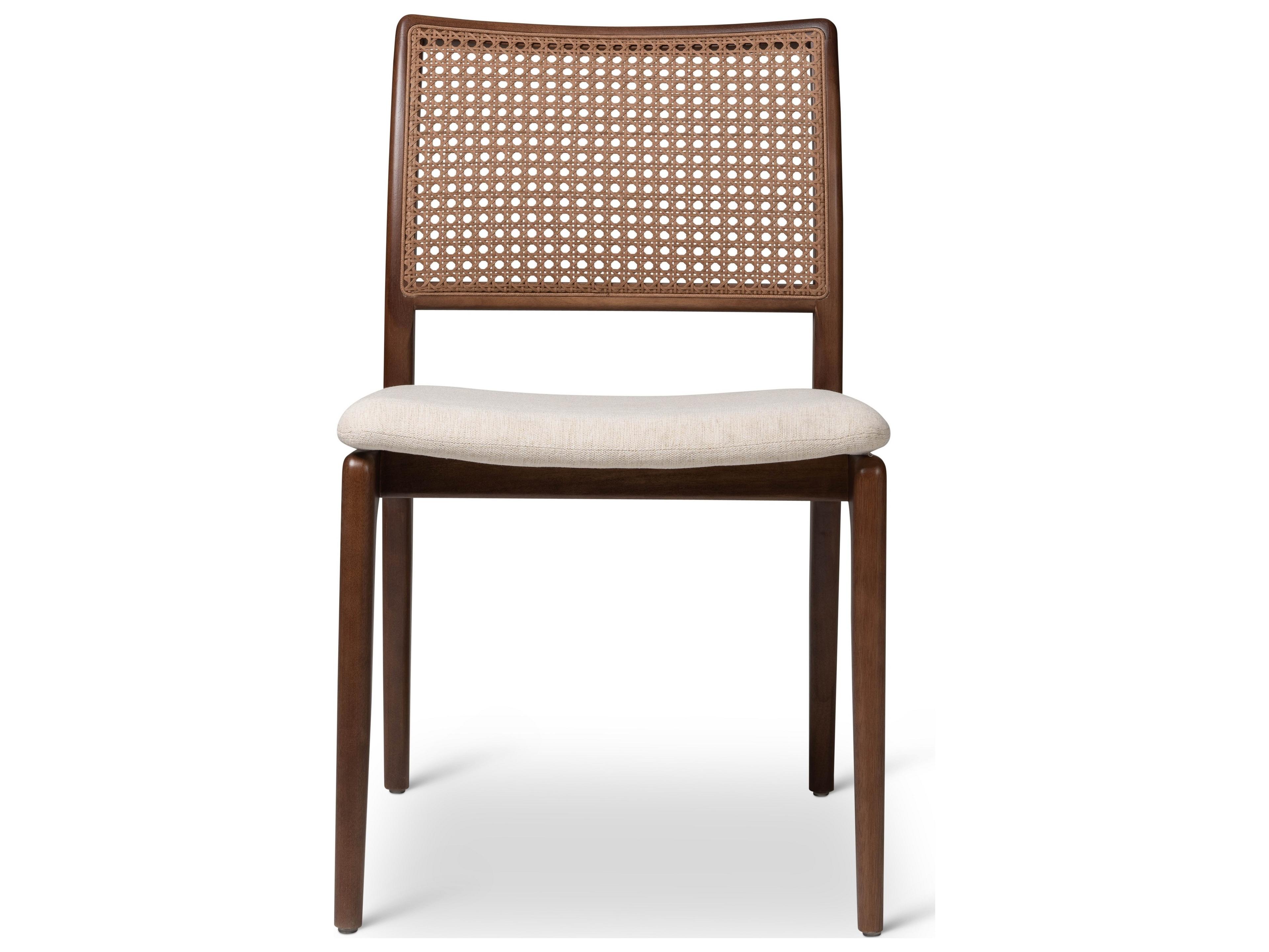 Urbia Modern Brazilian Charlotte Cane Side Chair Medley Ivory Seat Nogal Frame Nogal Cane Webbing