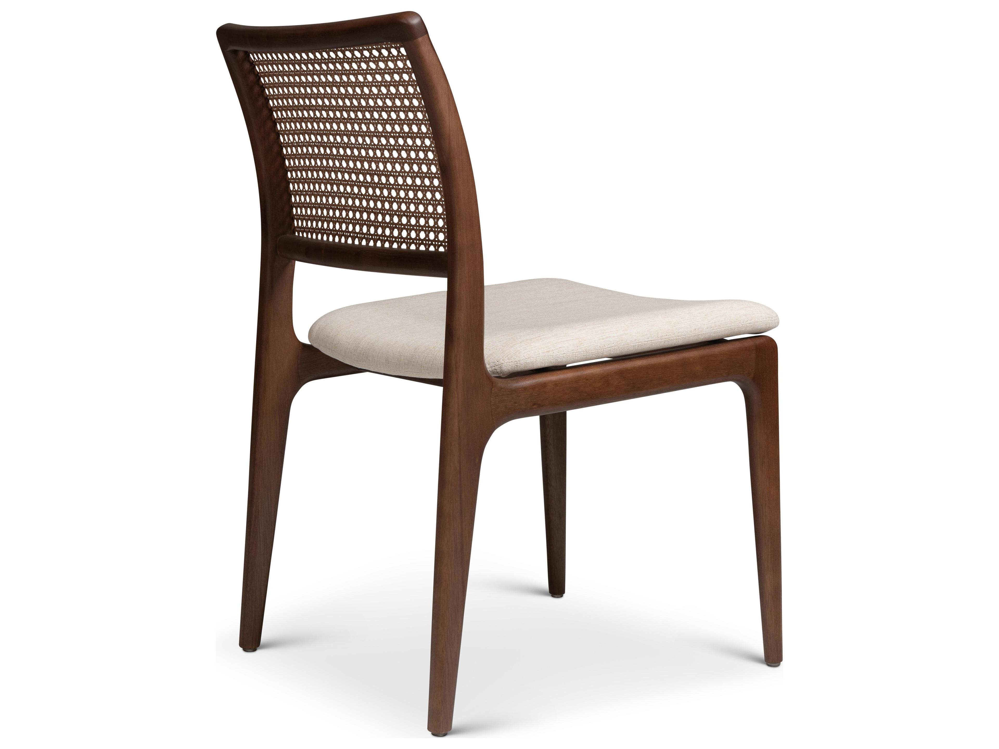 Urbia Modern Brazilian Charlotte Cane Side Chair Medley Ivory Seat Nogal Frame Nogal Cane Webbing