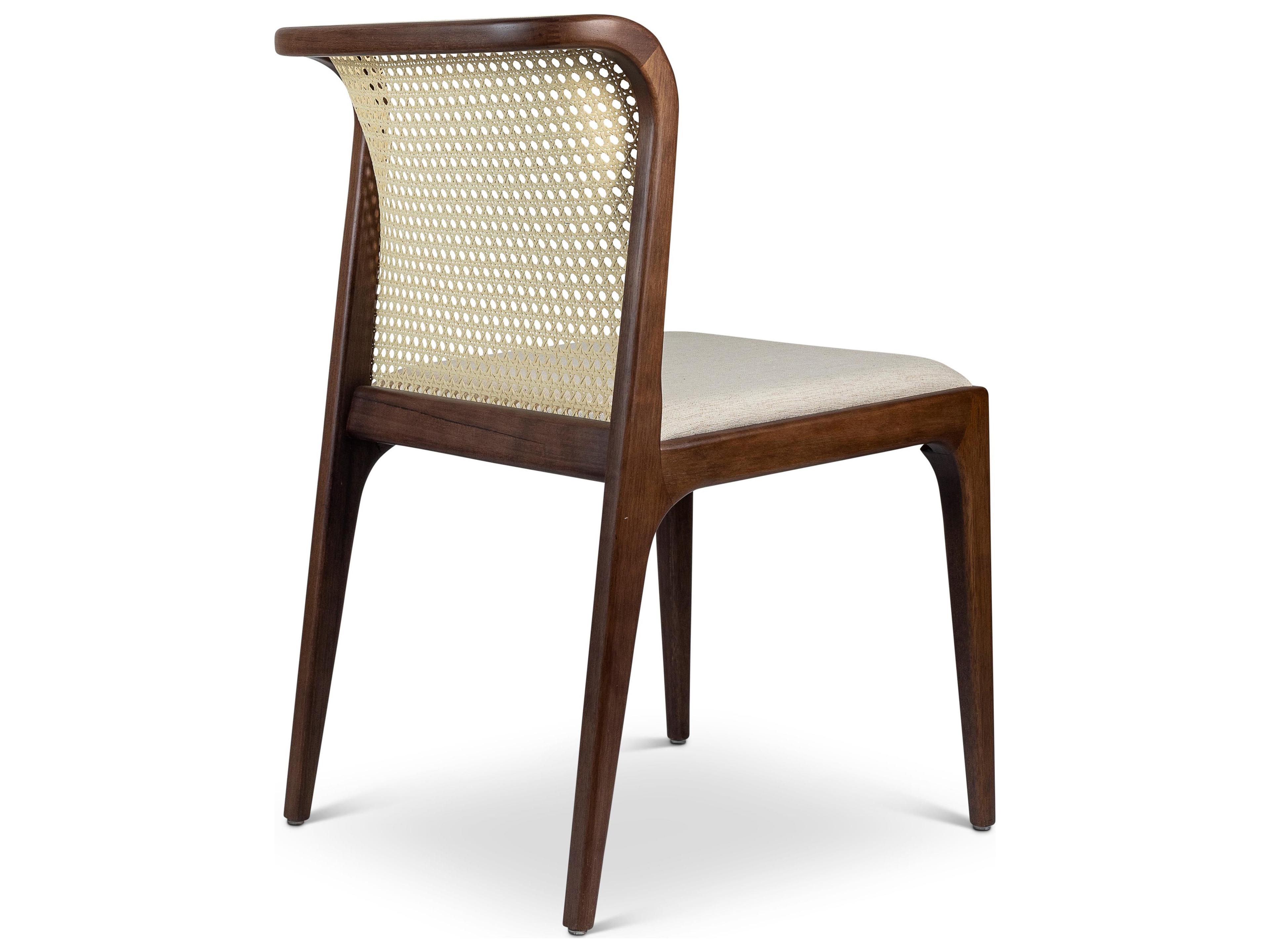 Urbia Modern Brazilian Eloa Cane Side Chair Medley Ivory Seat Nogal Frame Natural Cane Webbing