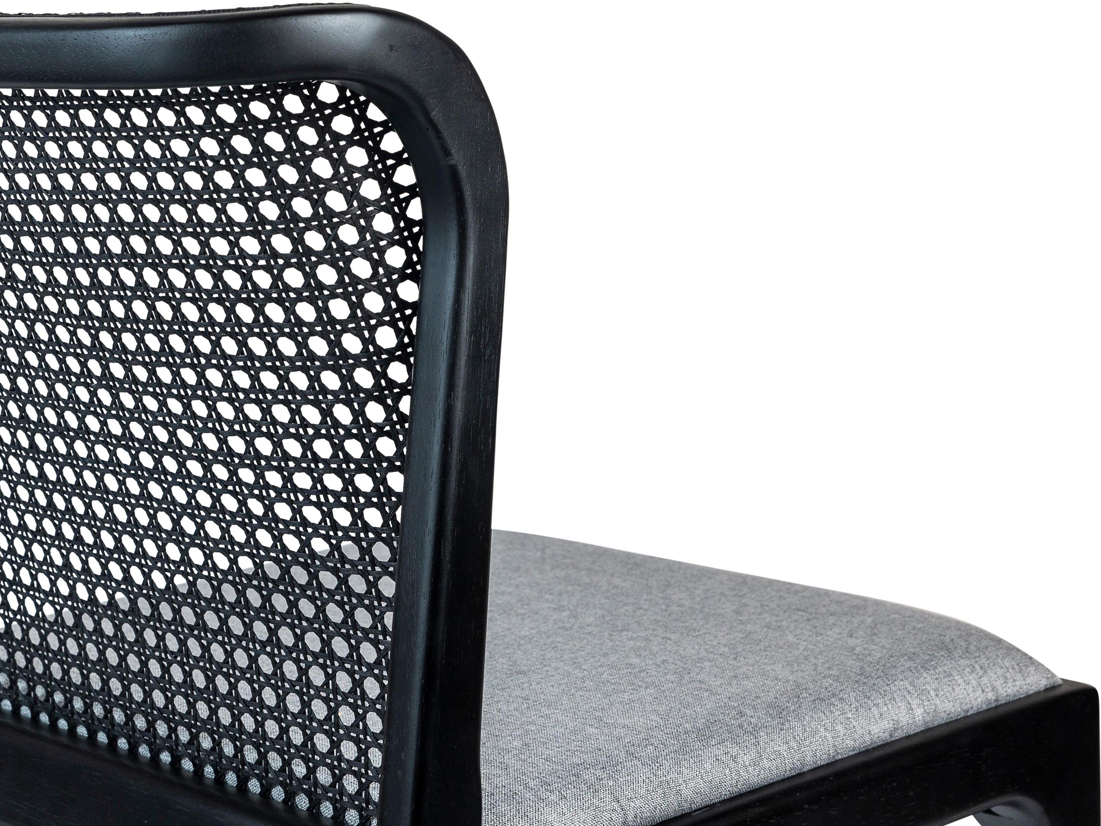 Urbia Modern Brazilian Eloa Cane Side Chair Essence Grey Seat Ebano Frame Ebano Cane Webbing
