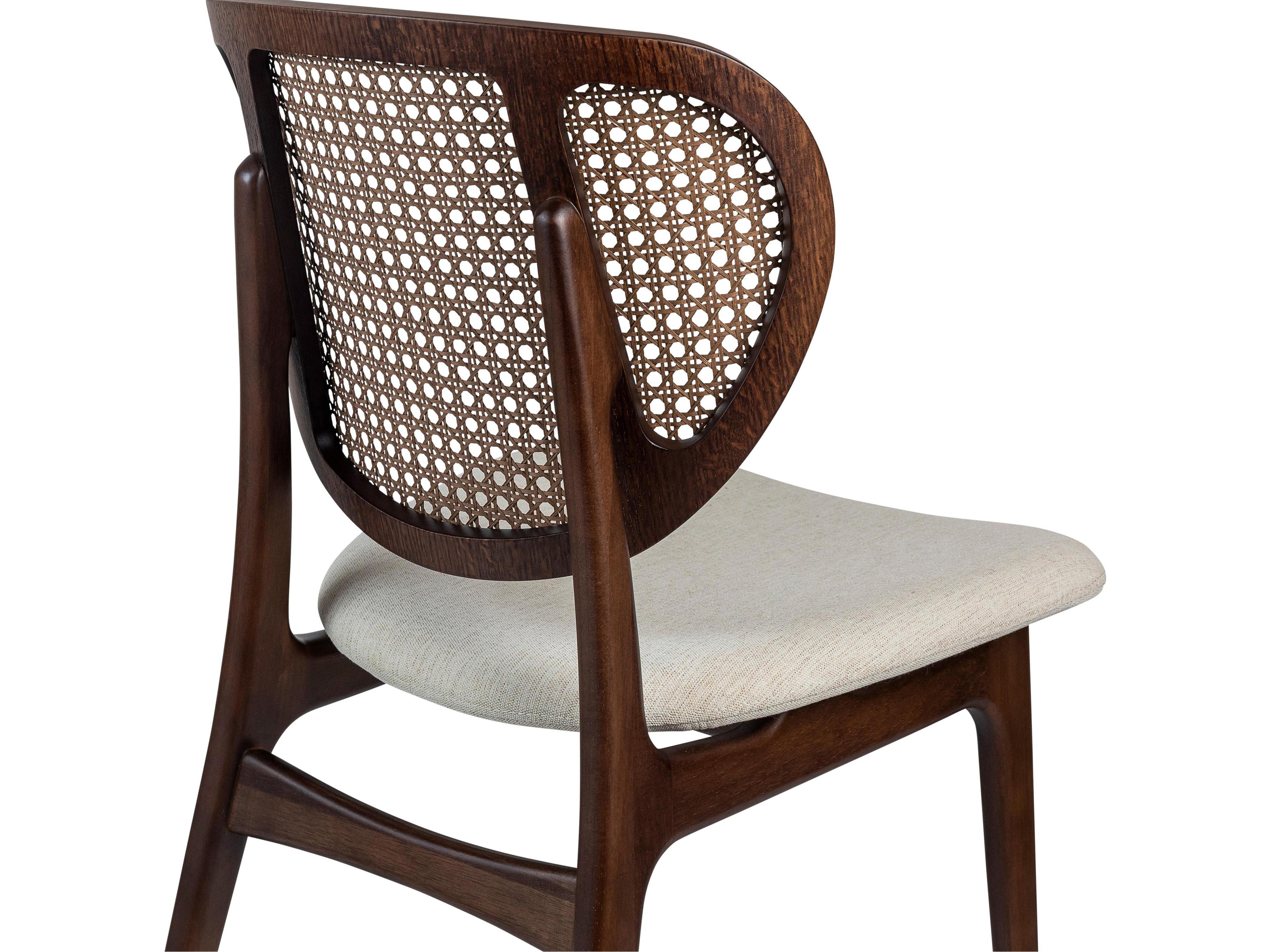 Urbia Modern Brazilian Joelma Cane Side Chair Medley Ivory Seat Nogal Frame Nogal Cane Webbing