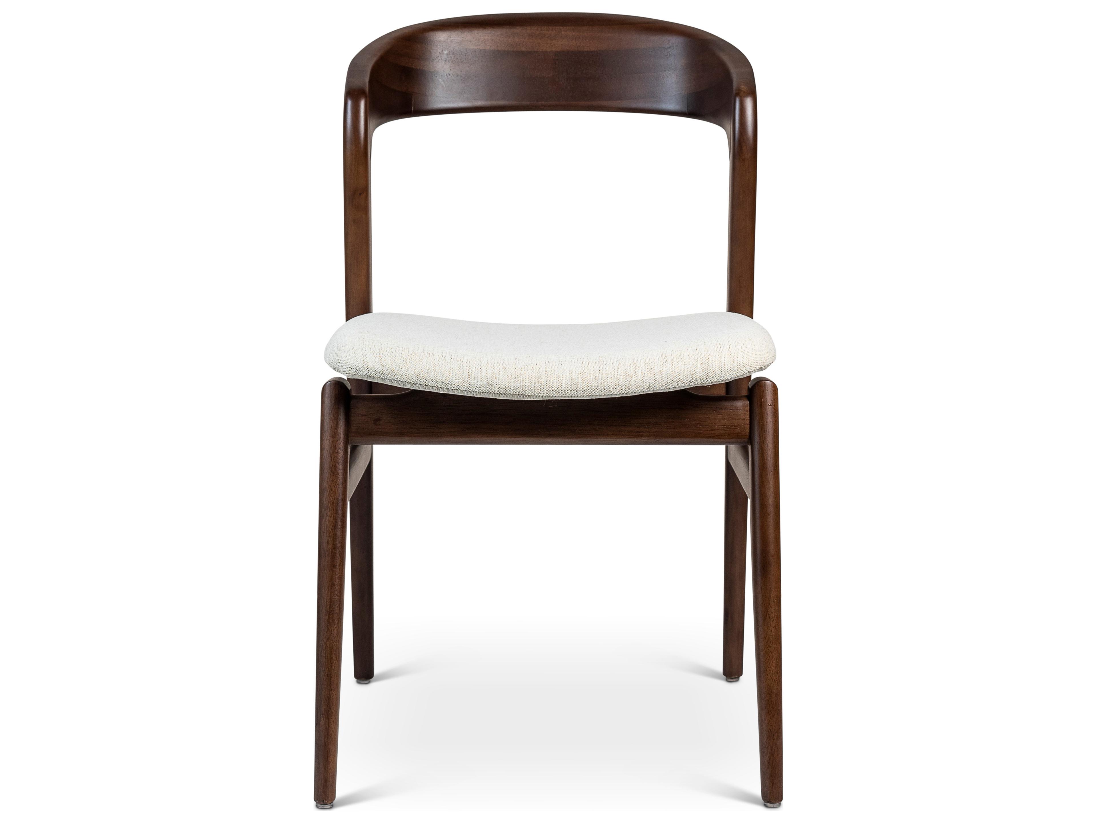 Urbia Modern Brazilian Velma Side Chair Medley Ivory Seat Nogal Frame