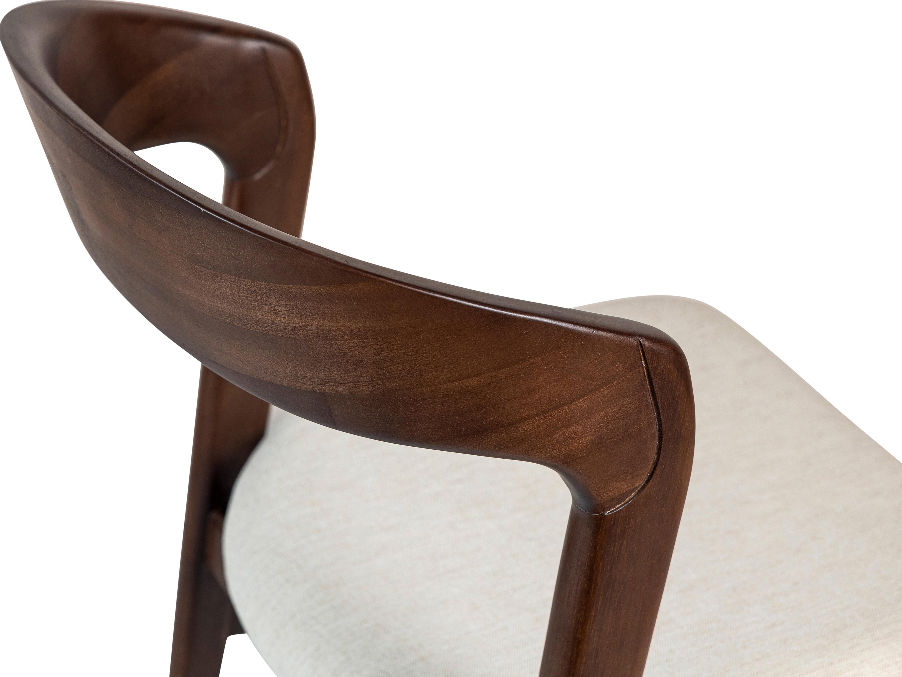 Urbia Modern Brazilian Velma Side Chair Medley Ivory Seat Nogal Frame