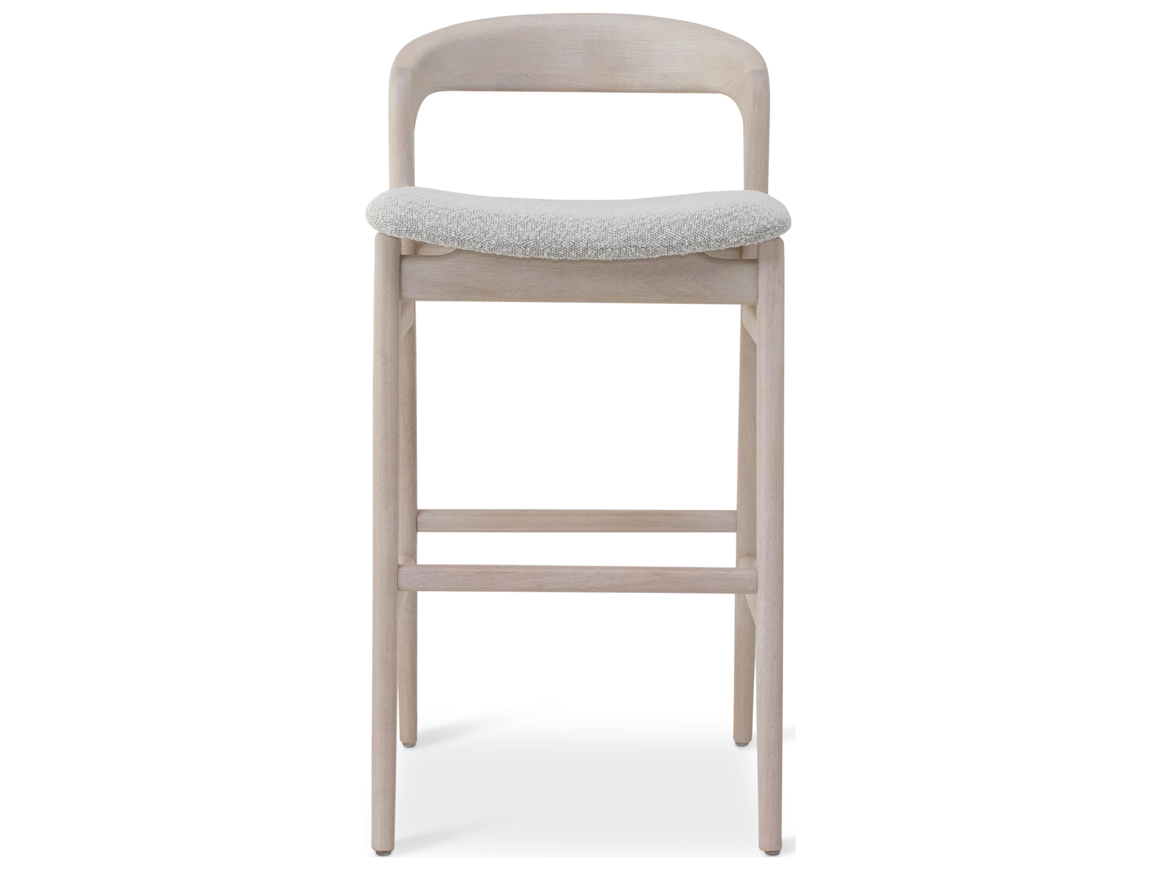 Urbia Modern Brazilian Velma Bar Stool Boucle Crafted Glaze Seat Nevoa Frame