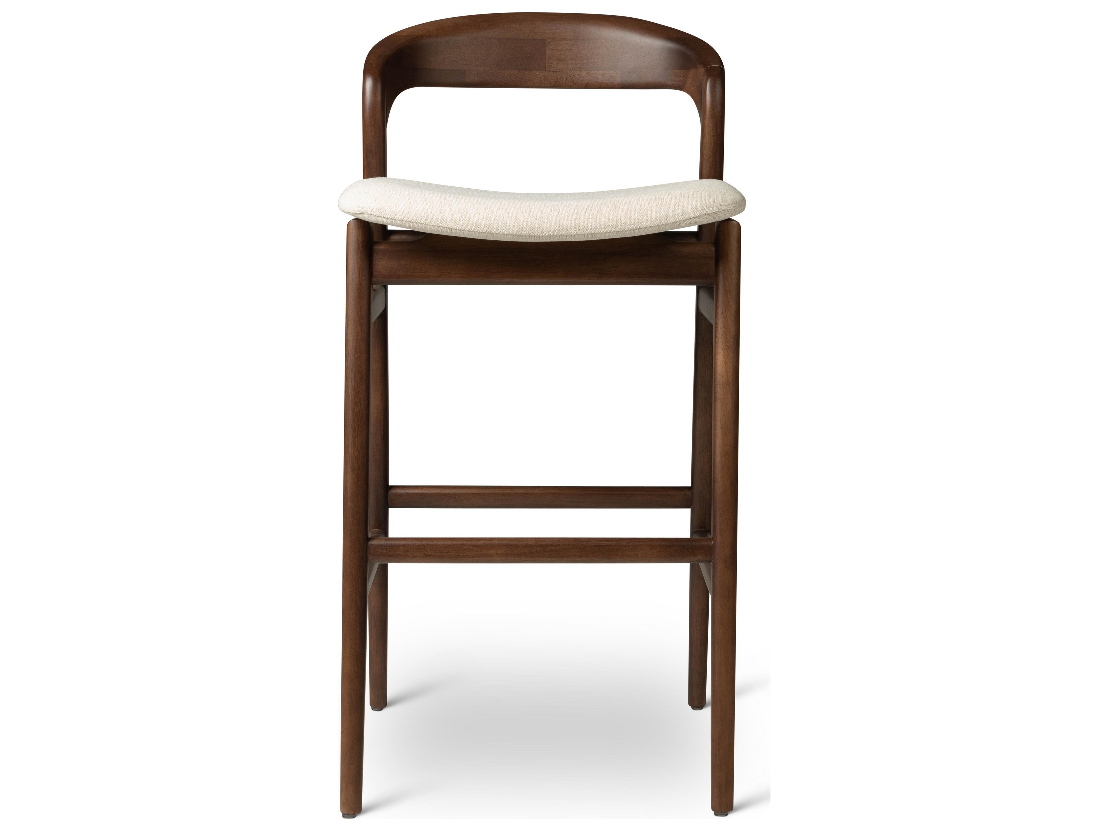Urbia Modern Brazilian Velma Bar Stool Medley Ivory Seat Nogal Frame