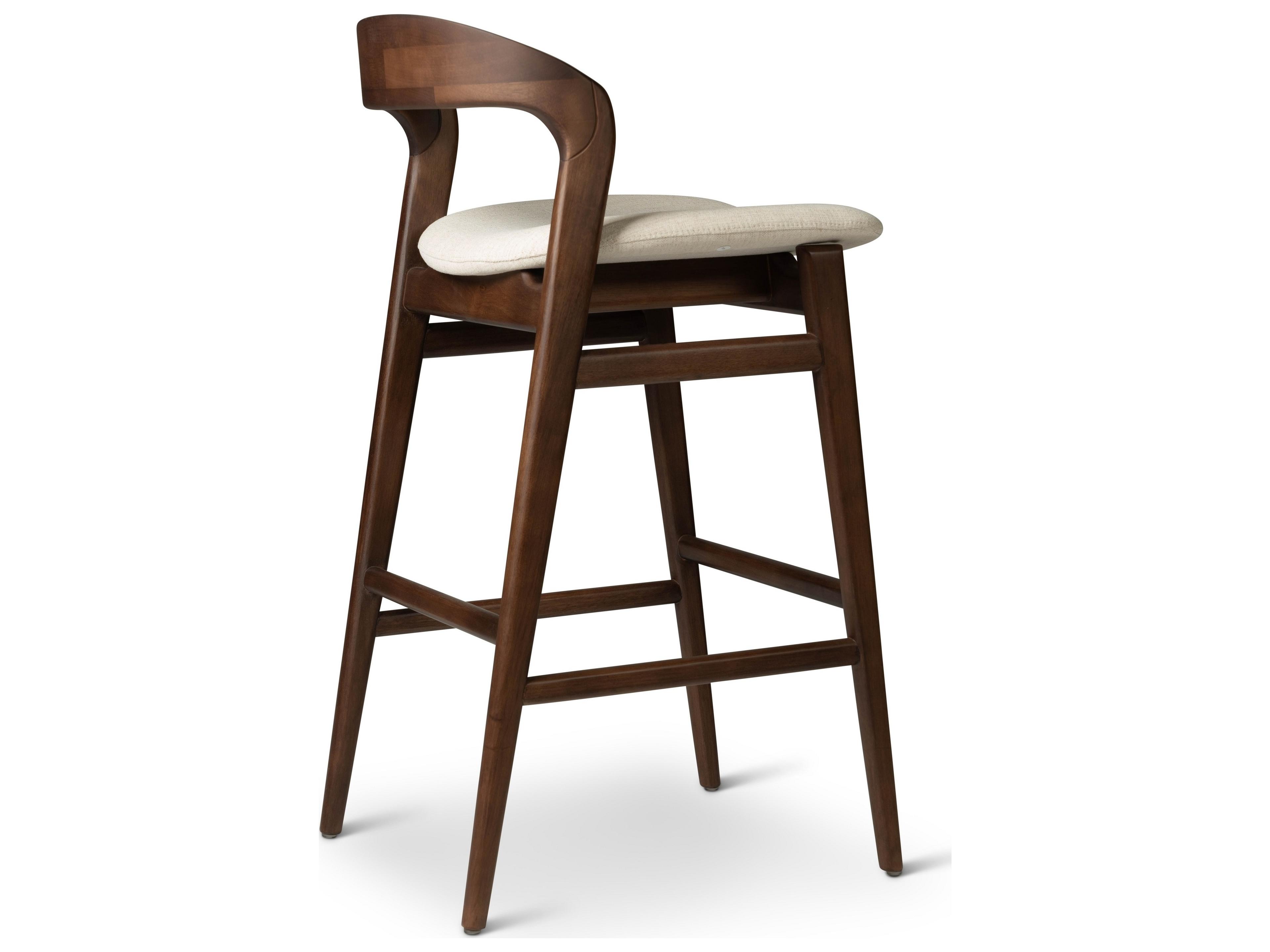 Urbia Modern Brazilian Velma Bar Stool Medley Ivory Seat Nogal Frame
