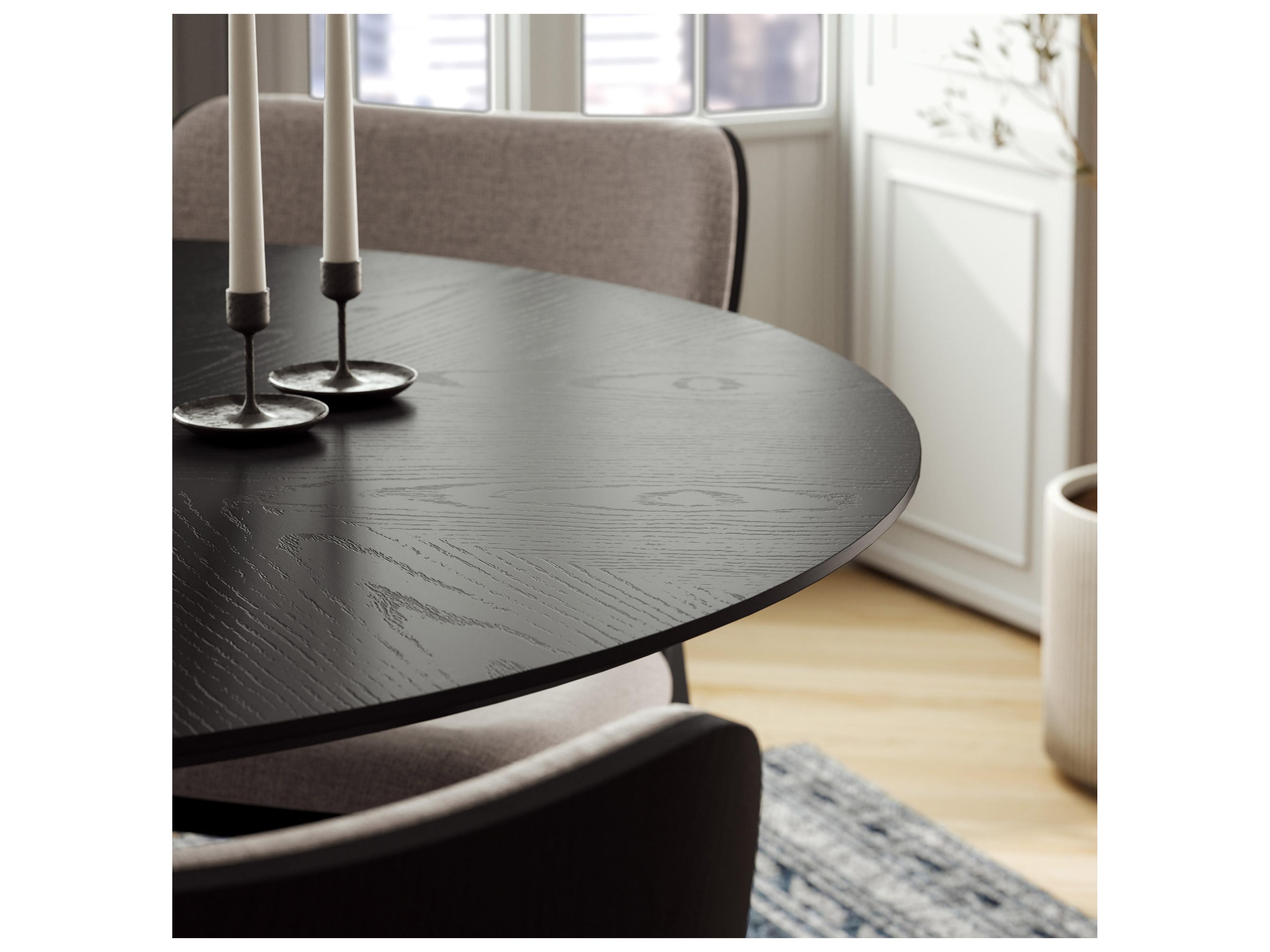 Urbia Modern Brazilian Mona Ebano Wooden Top Round Dining Table