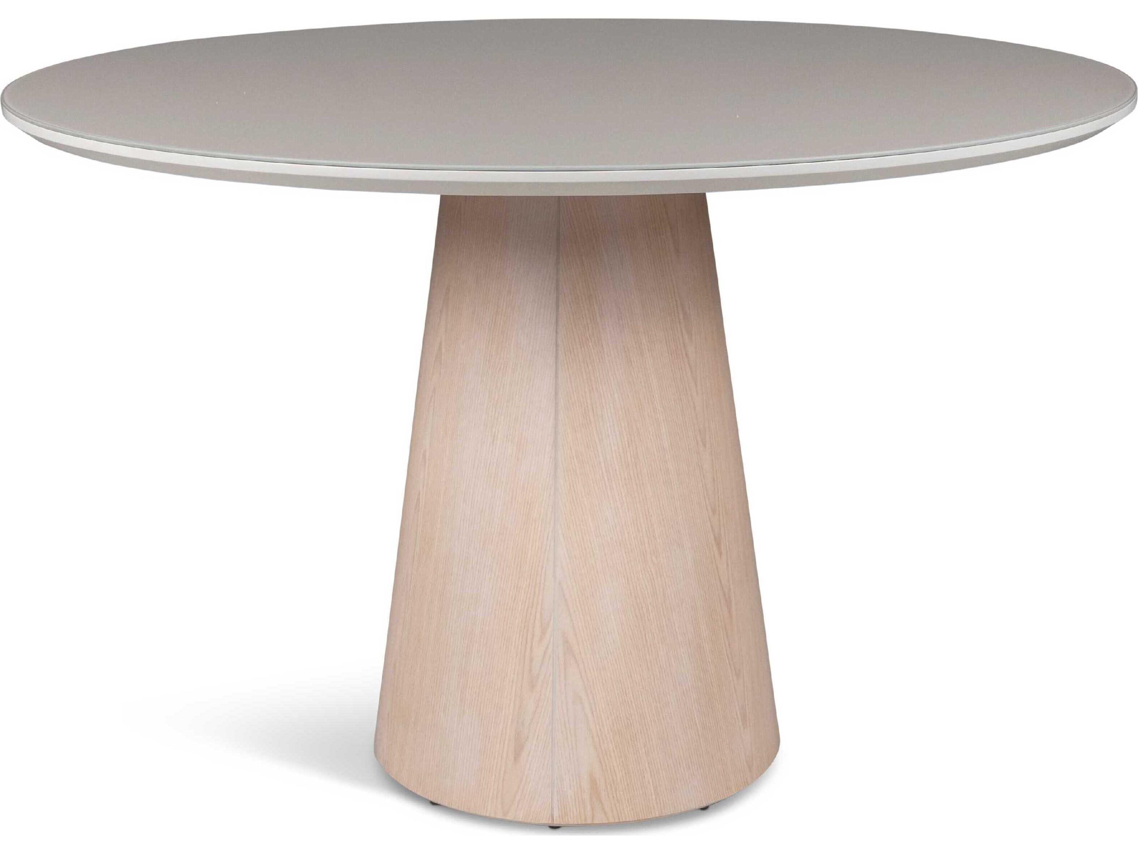 Urbia Modern Brazilian Mona Round Glass Off White Nevoa Dining Table