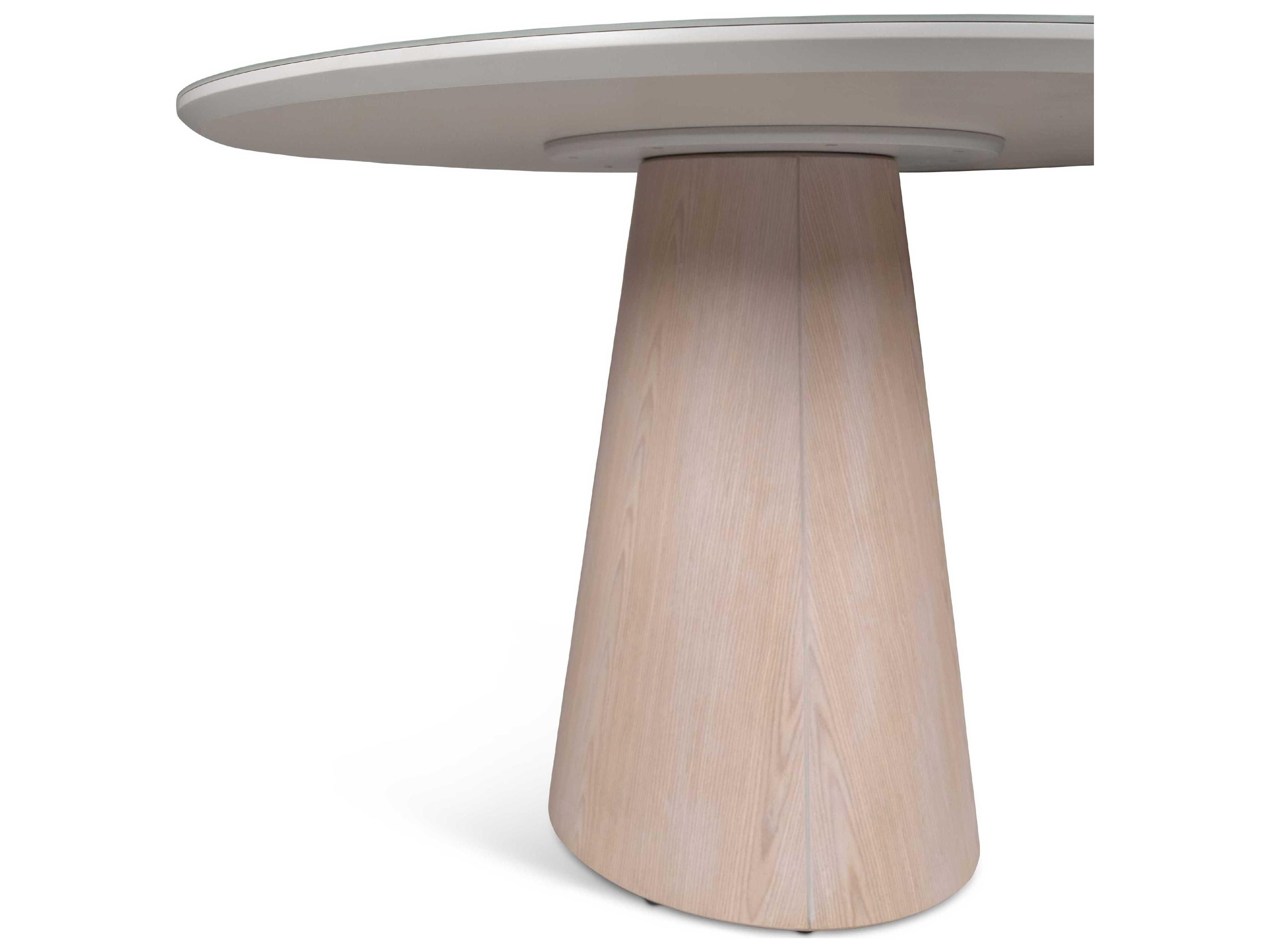 Urbia Modern Brazilian Mona Round Glass Off White Nevoa Dining Table
