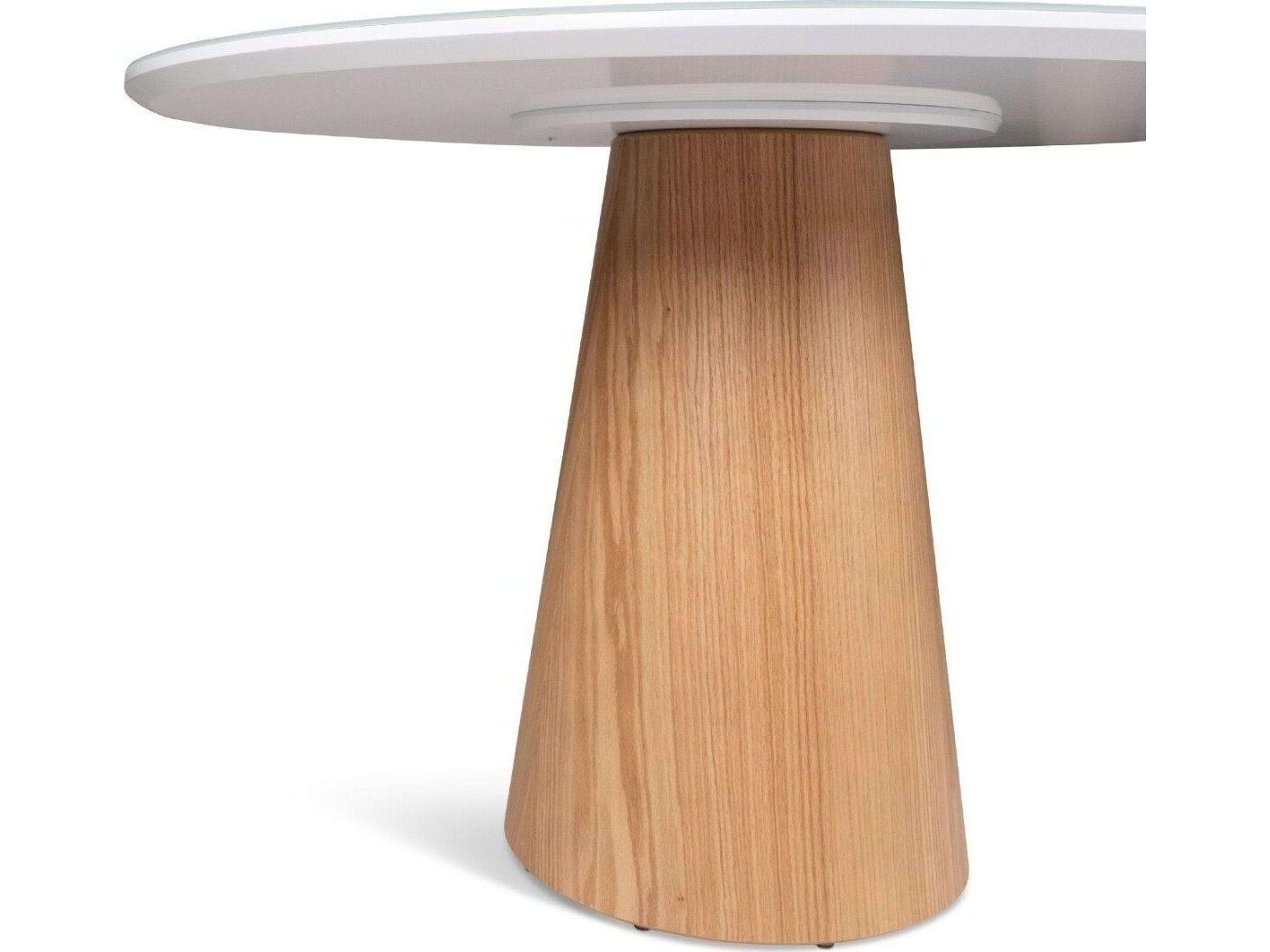 Urbia Modern Brazilian Mona Branco Damasco Glass Top Round Dining Table