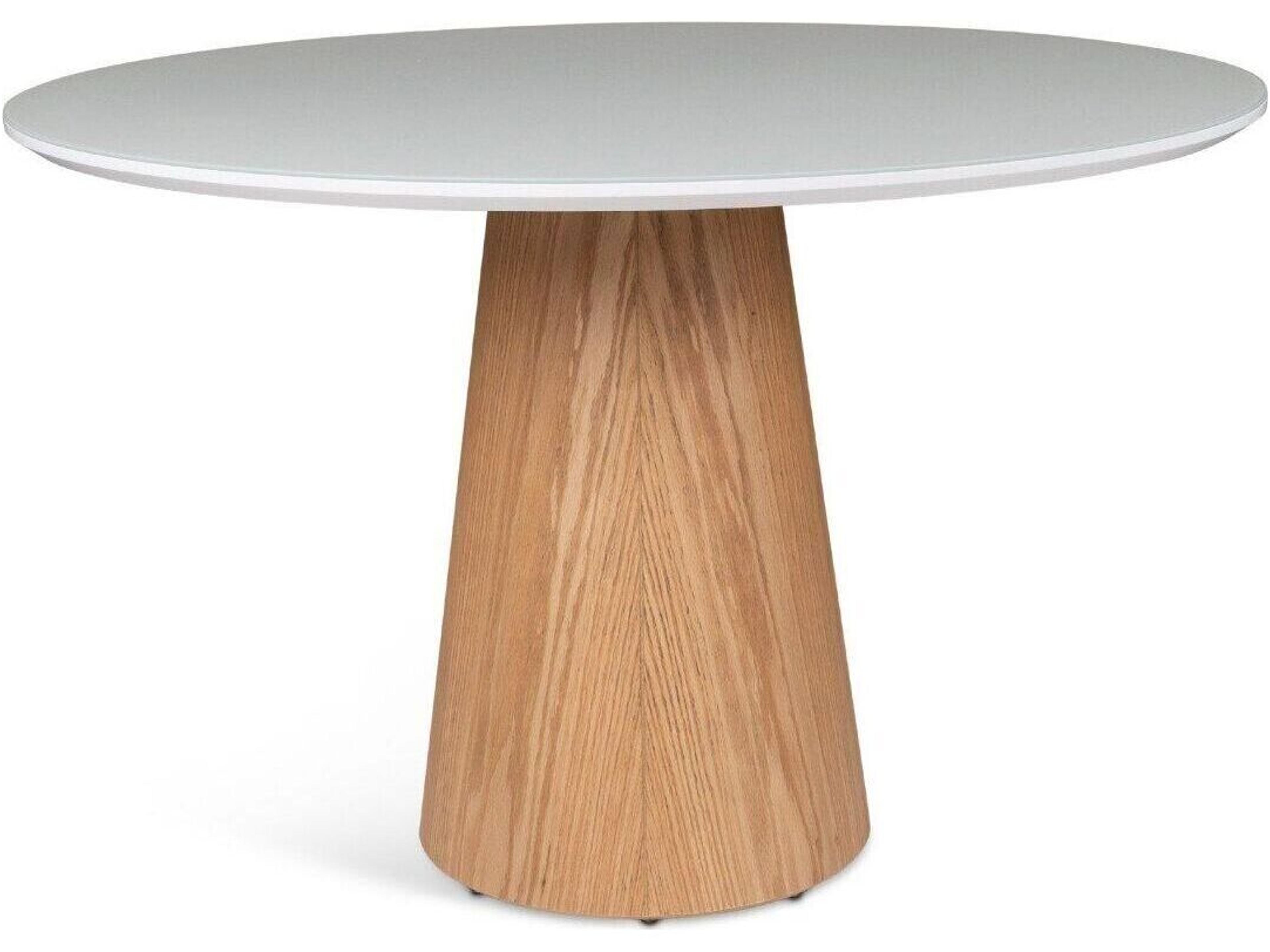 Urbia Modern Brazilian Mona Branco Damasco Glass Top Round Dining Table