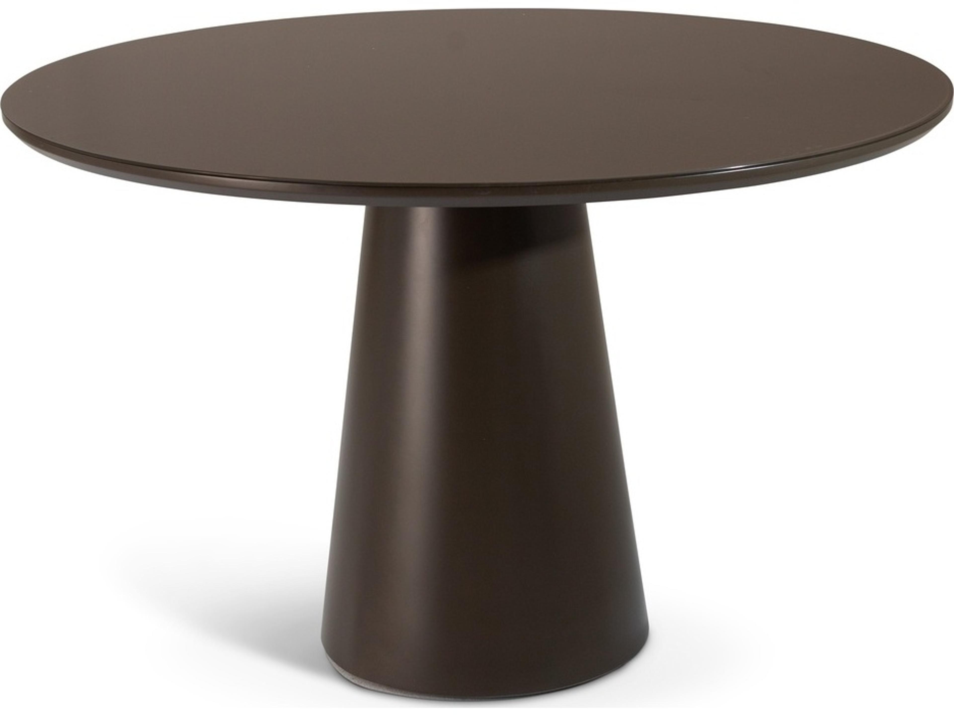 Modern Brazilian Round Glass Cafe Brown Dining Table