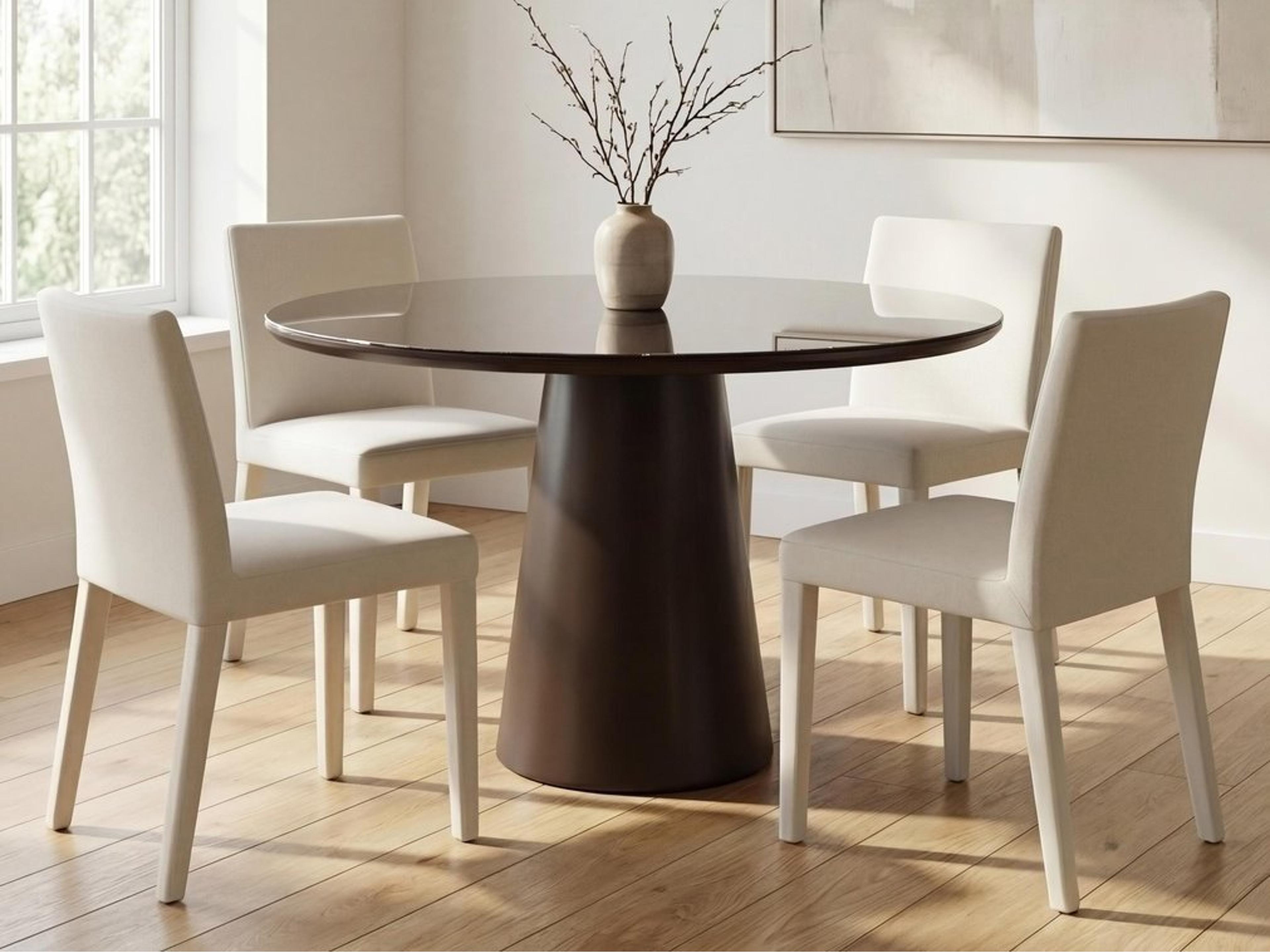 Urbia Modern Brazilian Round Glass Cafe Brown Dining Table