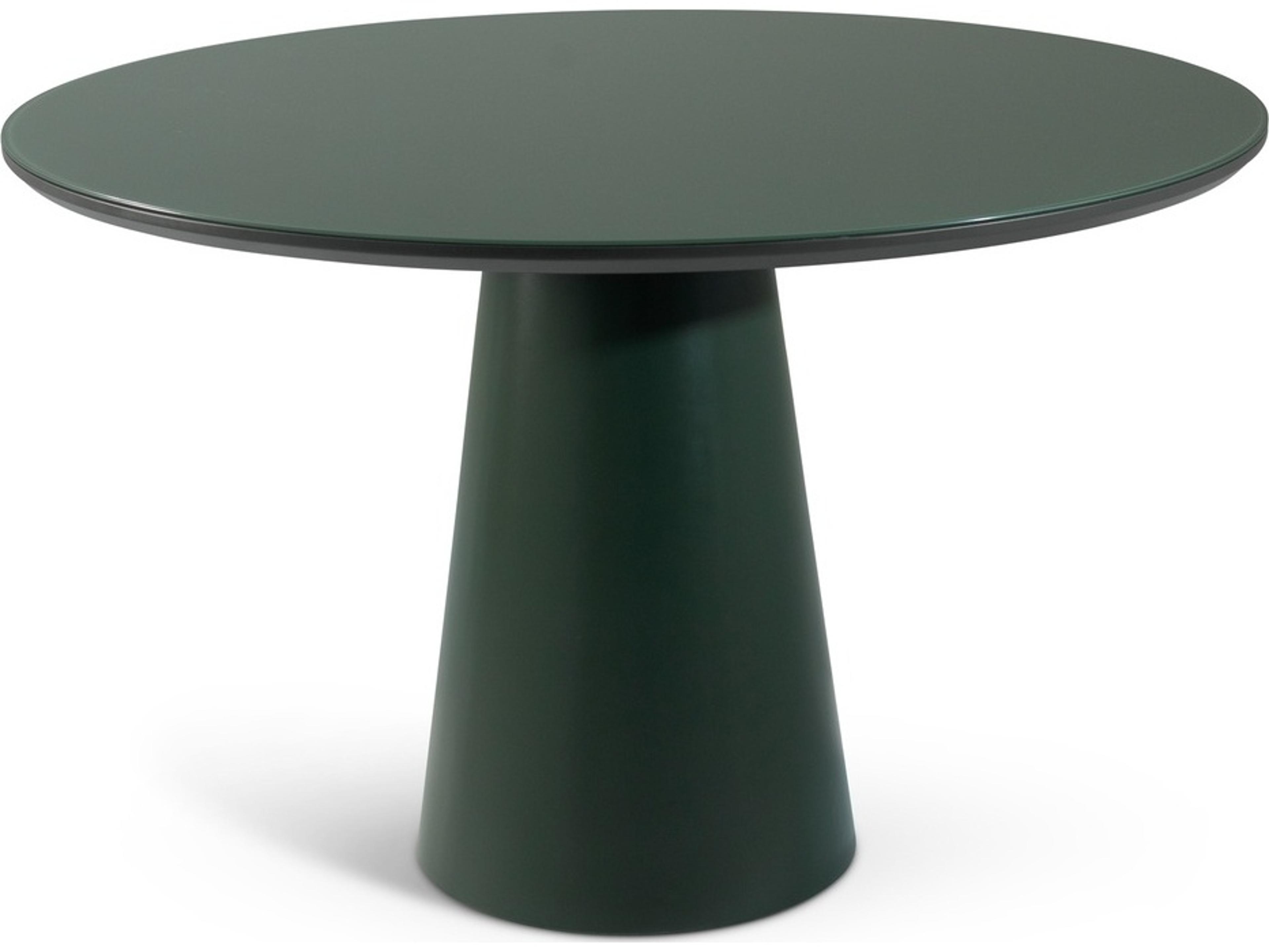 Modern Brazilian Round Glass Floresta Green Dining Table