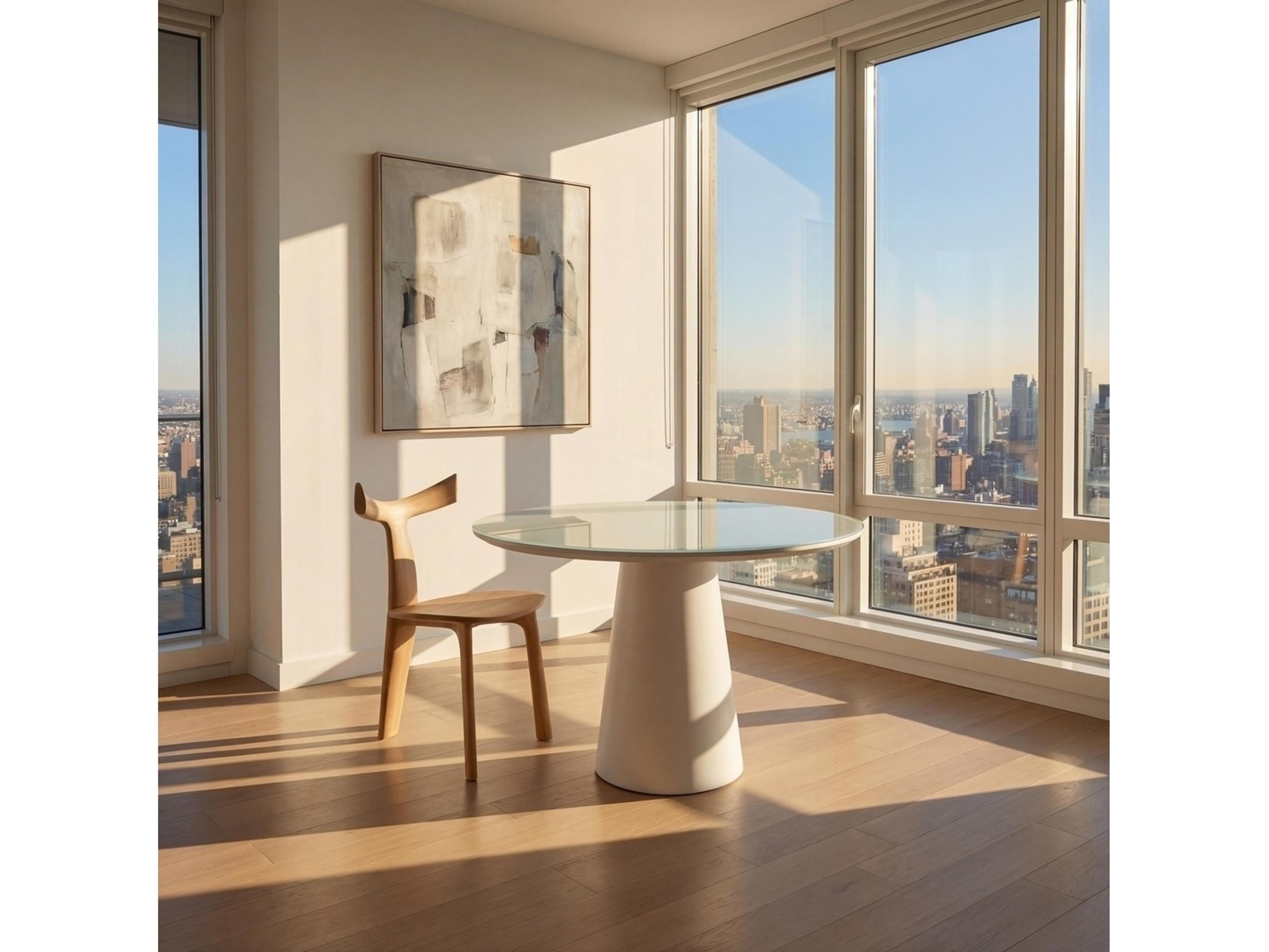 Urbia Modern Brazilian Round Glass Branco Dining Table