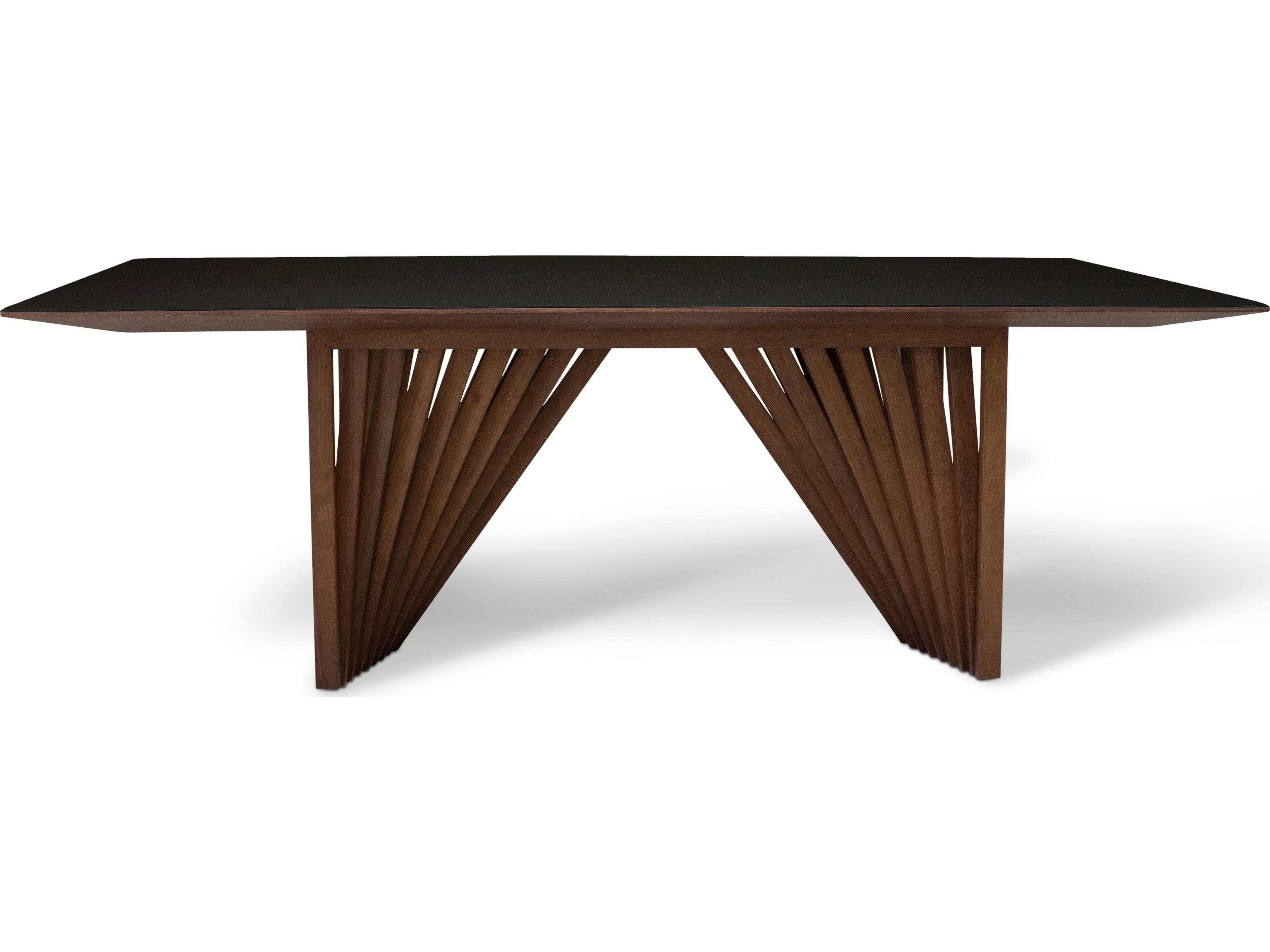 Urbia Modern Brazilian Laguna Black Nogal Glass Top Dining Table