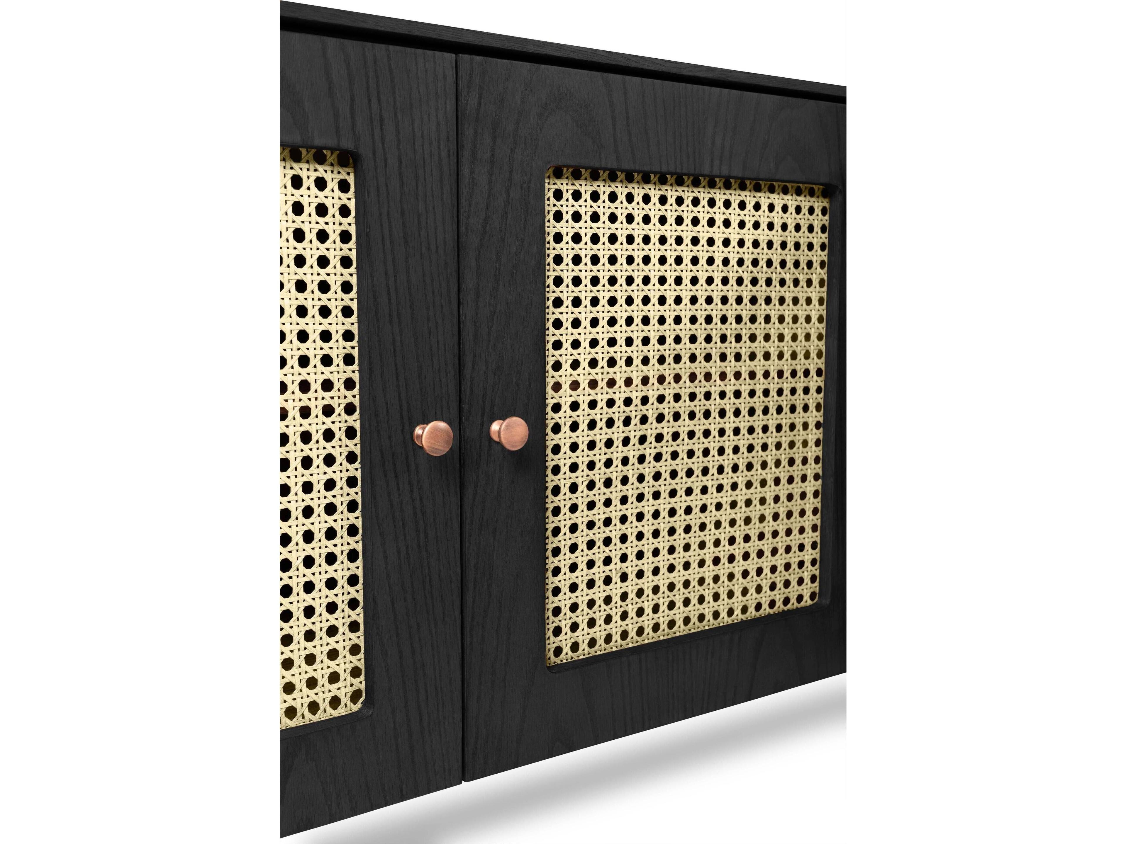 Urbia Modern Brazilian Missione Cane Buffet Ebano Frame Natural Cane Webbing