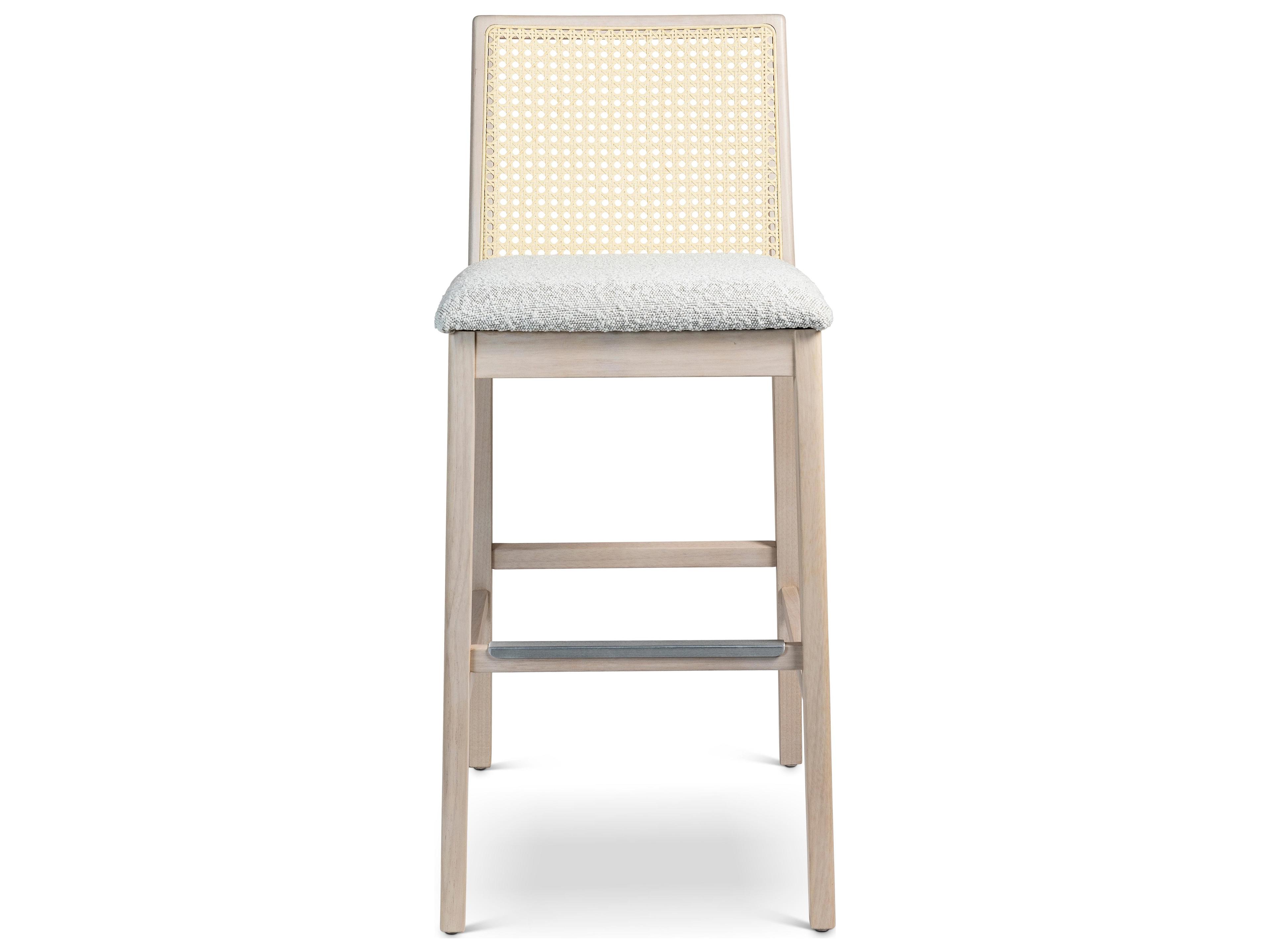 Urbia Modern Brazilian Nardia Cane Bar Stool Boucle Crafted Glaze Seat Nevoa Frame Natural Cane Webbing