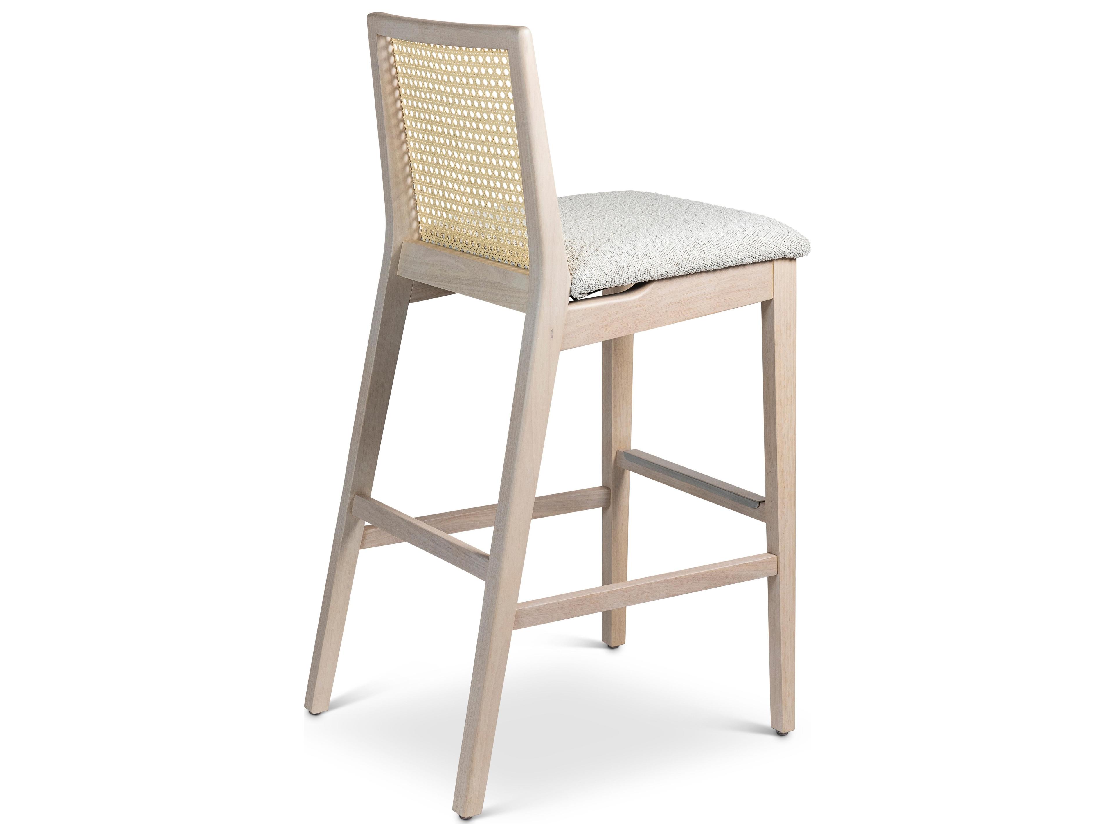 Urbia Modern Brazilian Nardia Cane Bar Stool Boucle Crafted Glaze Seat Nevoa Frame Natural Cane Webbing