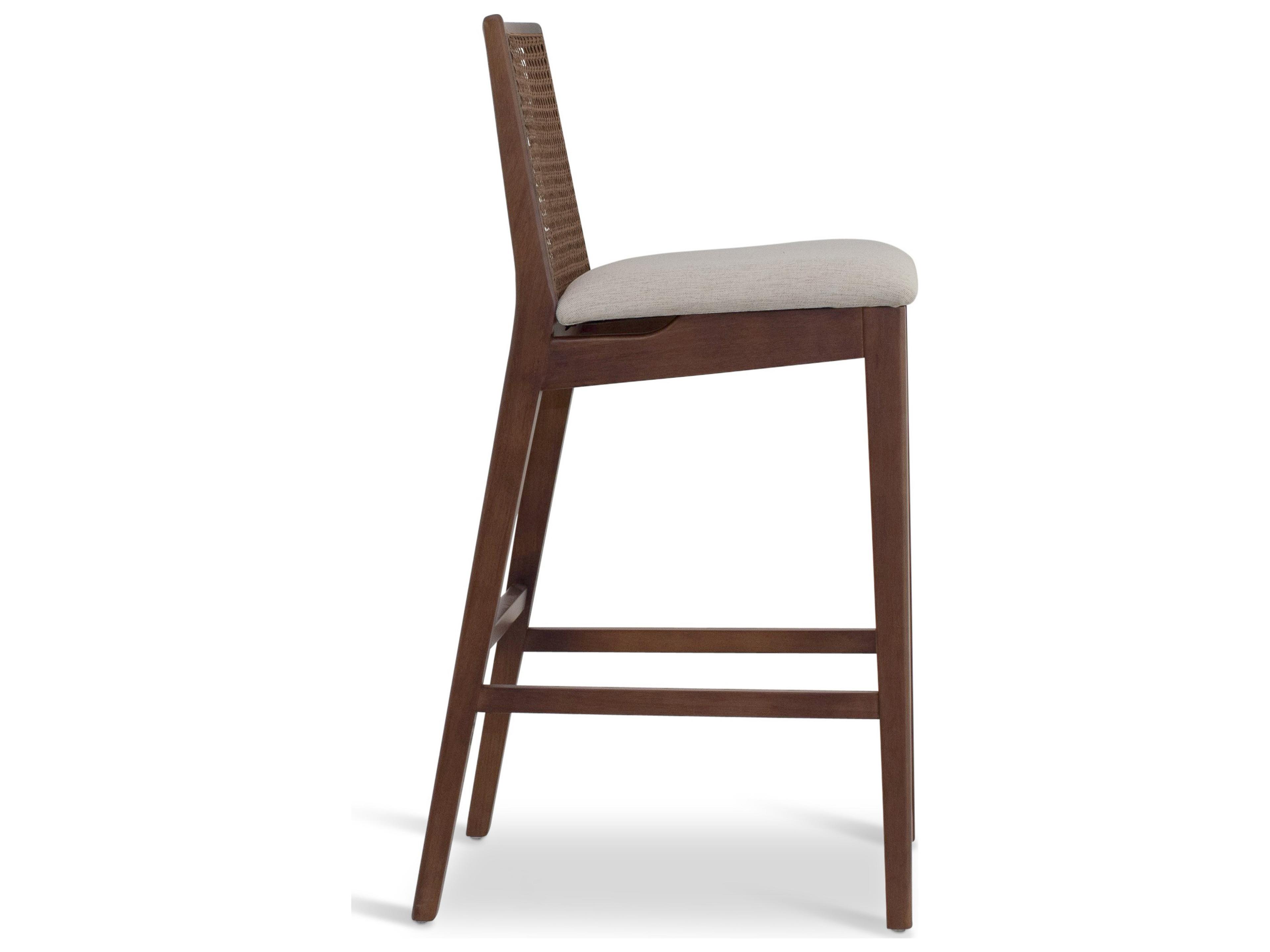 Urbia Modern Brazilian Nardia Cane Bar Stool Medley Ivory Seat Nogal Frame Nogal Cane Webbing