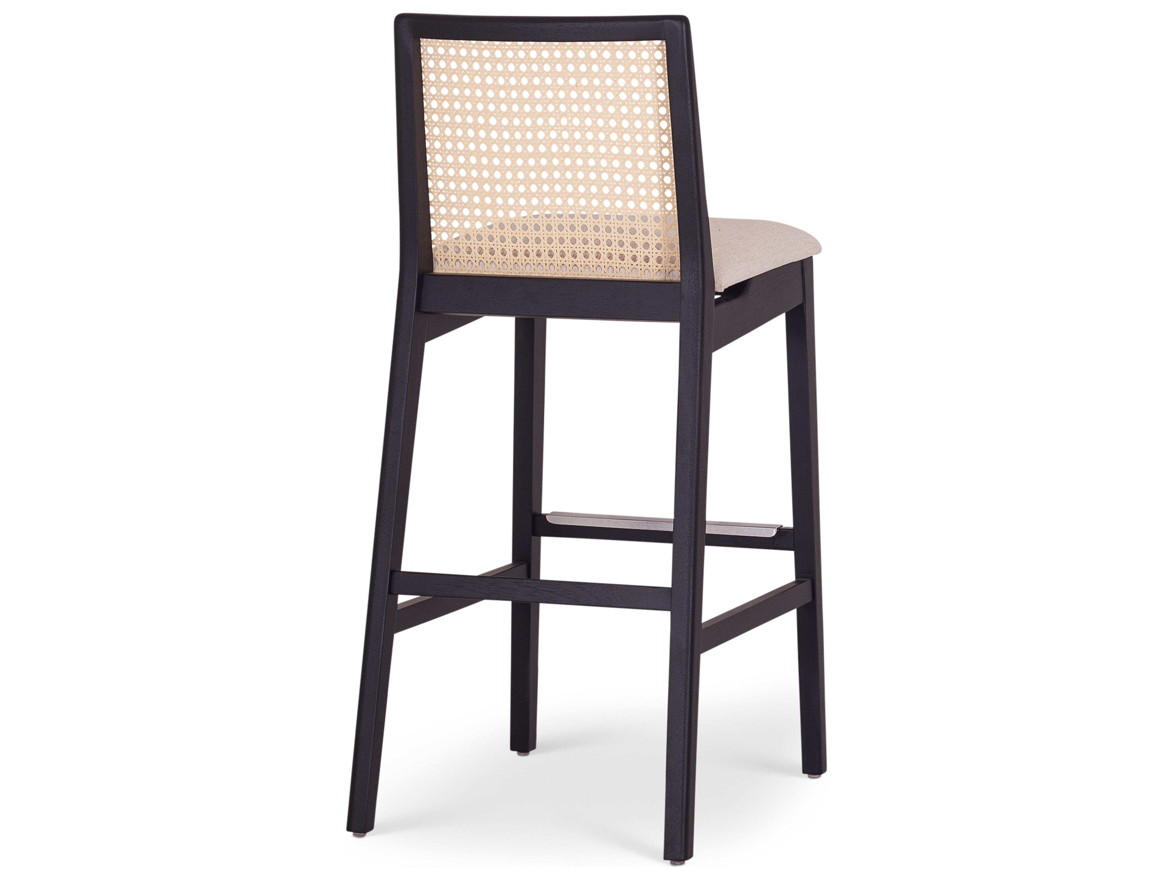Urbia Modern Brazilian Medley Ivory Ebano Natural Upholstered Oak Wood Bar Stool