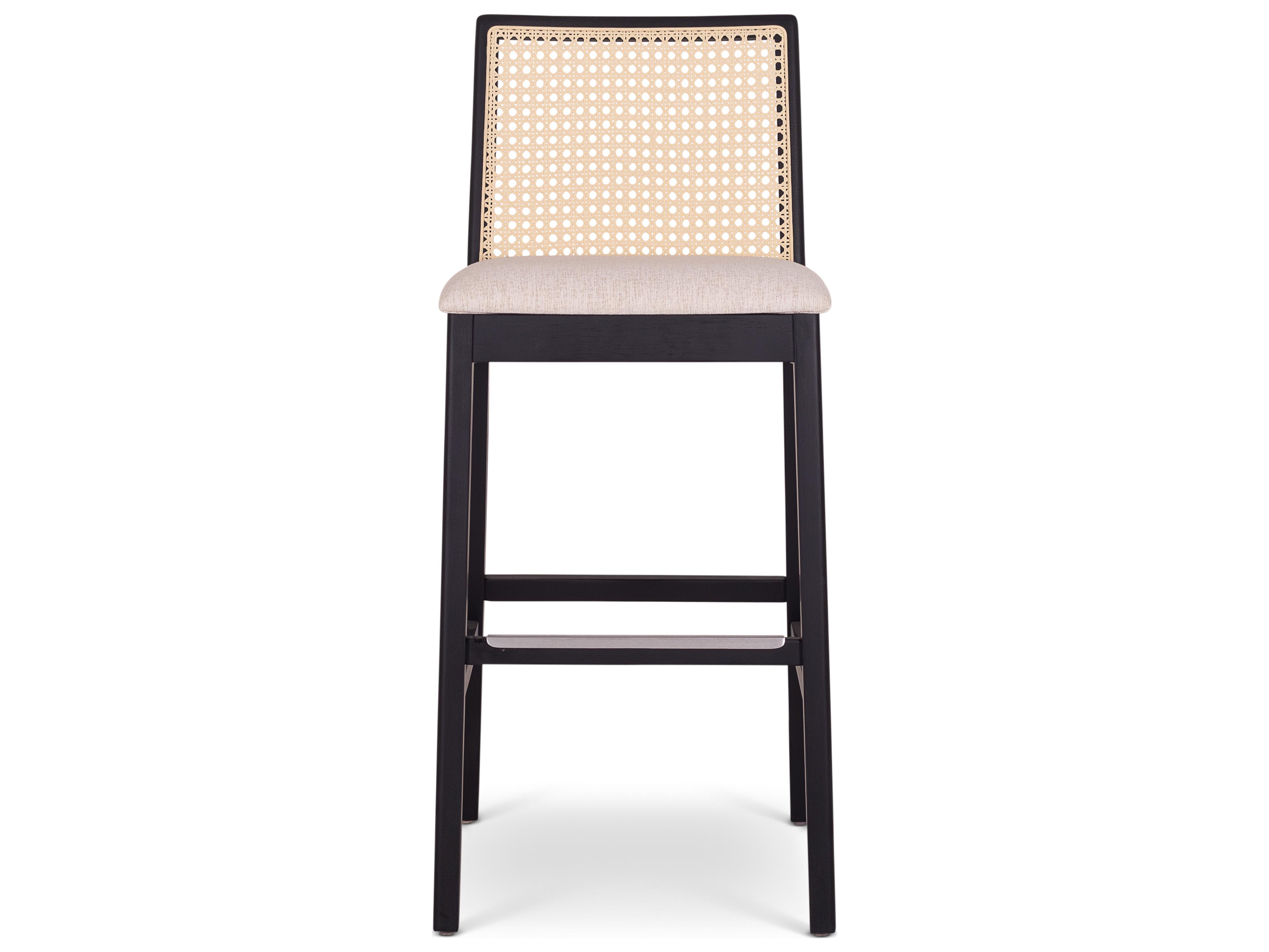 Urbia Modern Brazilian Medley Ivory Ebano Natural Upholstered Oak Wood Bar Stool