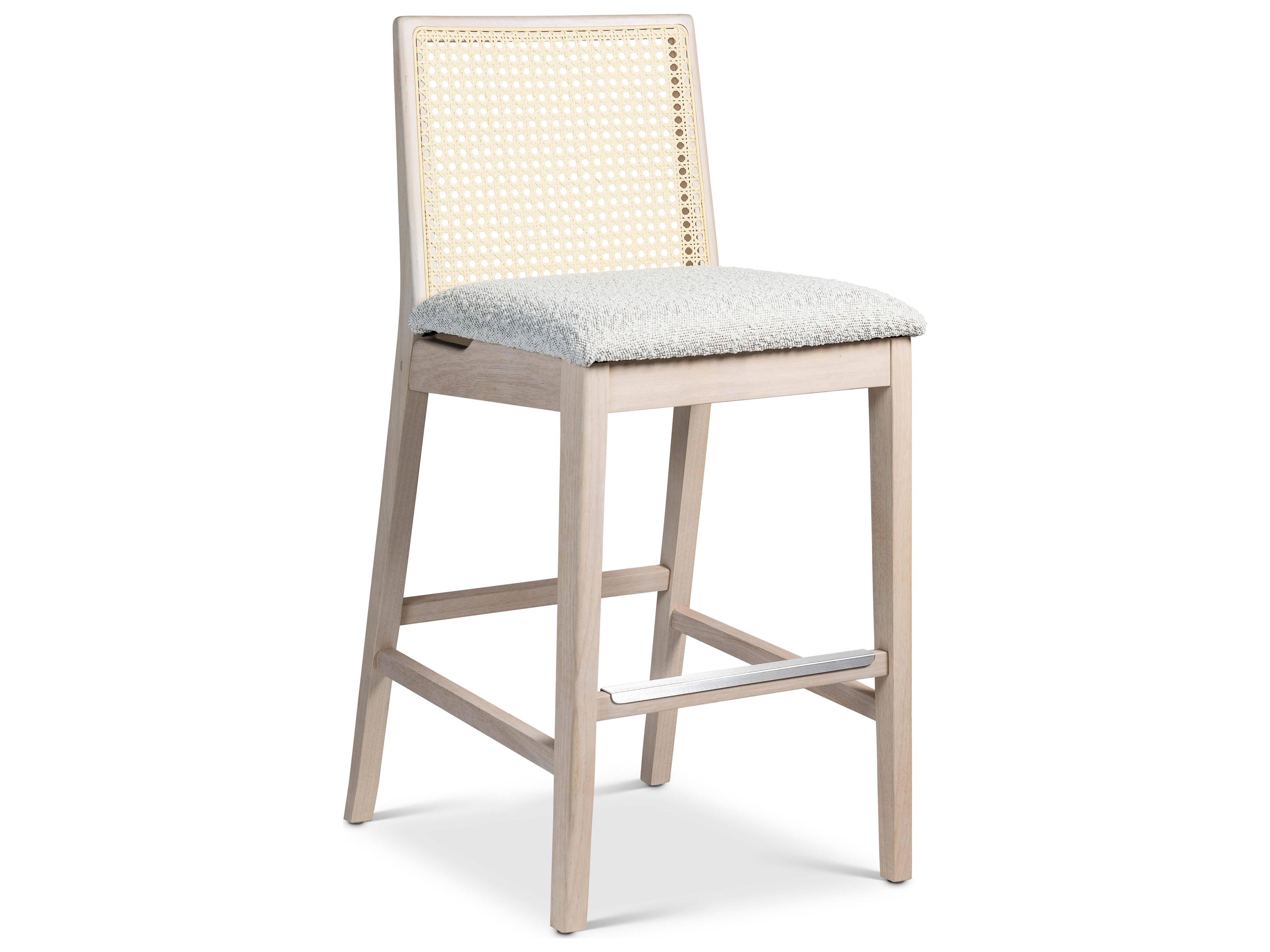 Urbia Modern Brazilian Nardia Cane Counter Stool Boucle Crafted Glaze Seat Nevoa Frame Natural Cane Webbing