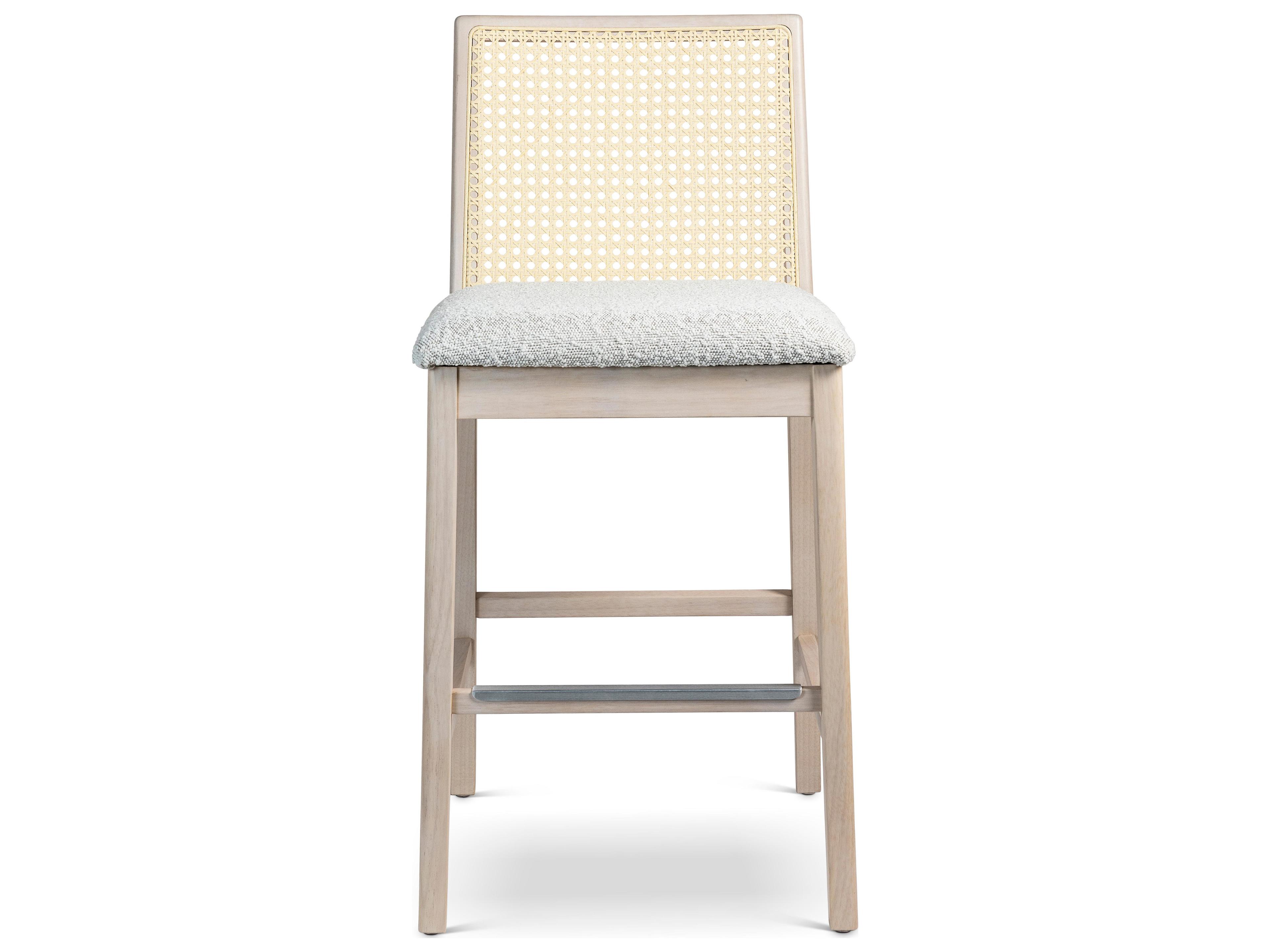 Urbia Modern Brazilian Nardia Cane Counter Stool Boucle Crafted Glaze Seat Nevoa Frame Natural Cane Webbing