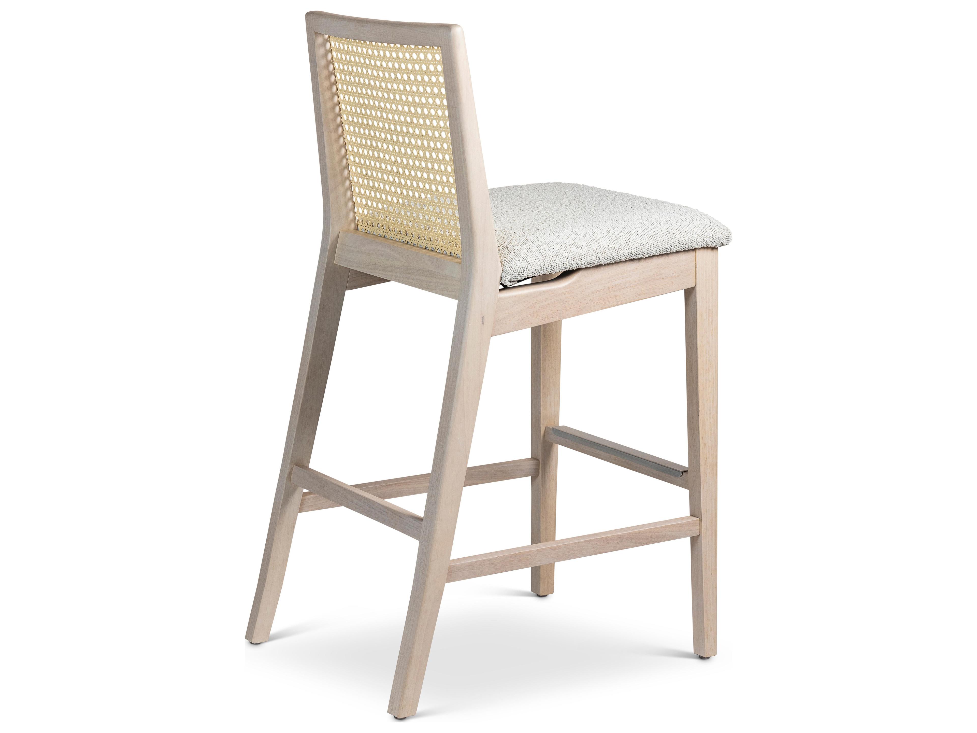 Urbia Modern Brazilian Nardia Cane Counter Stool Boucle Crafted Glaze Seat Nevoa Frame Natural Cane Webbing